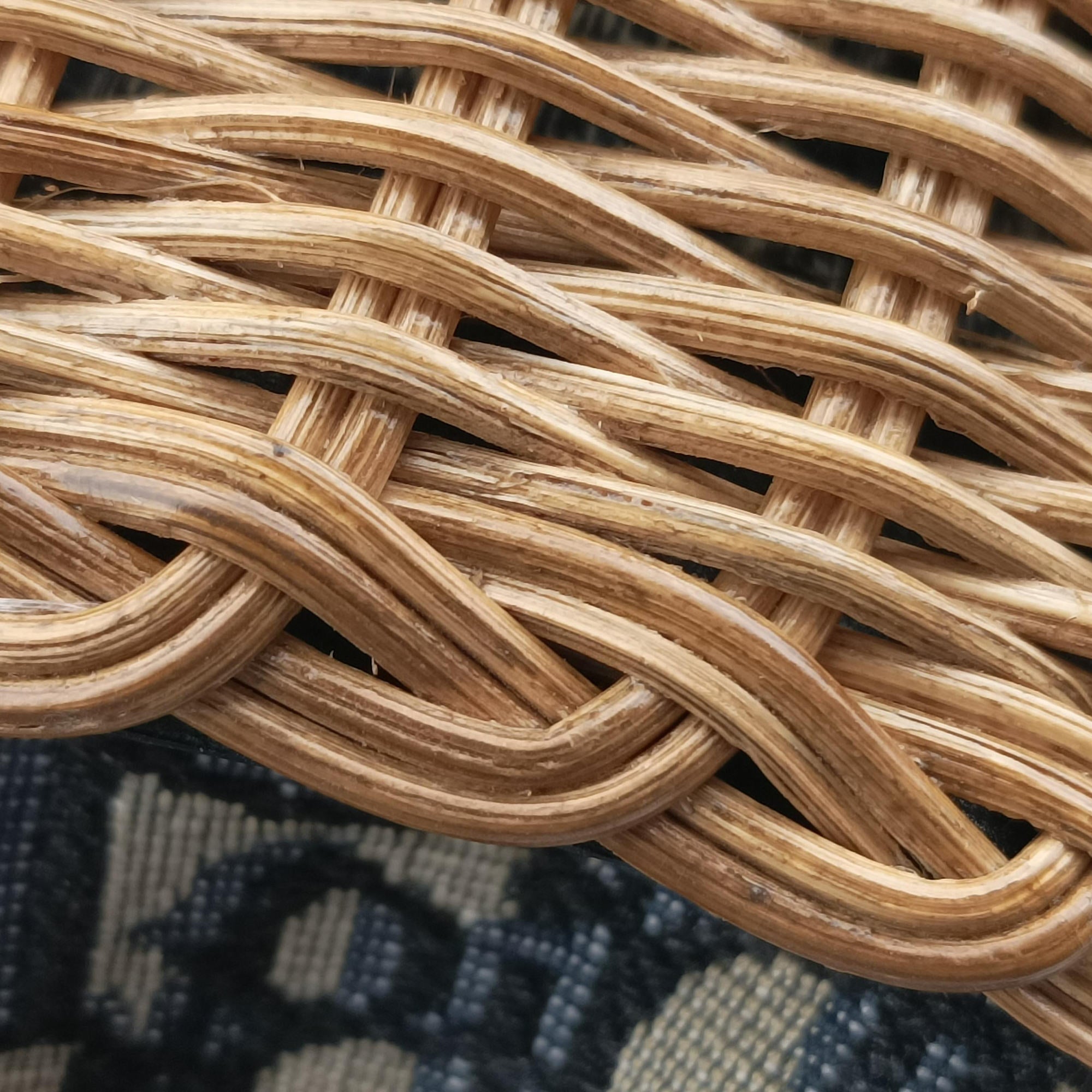 Wicker Basket Camel×Navy Natural wicker×Dior oblique jacquard 63-MA-1210ウィッカー バケット キャメル×ネイビー ナチュラルウィッカー×ディオール オブリーク ジャカード 63-MA-1210