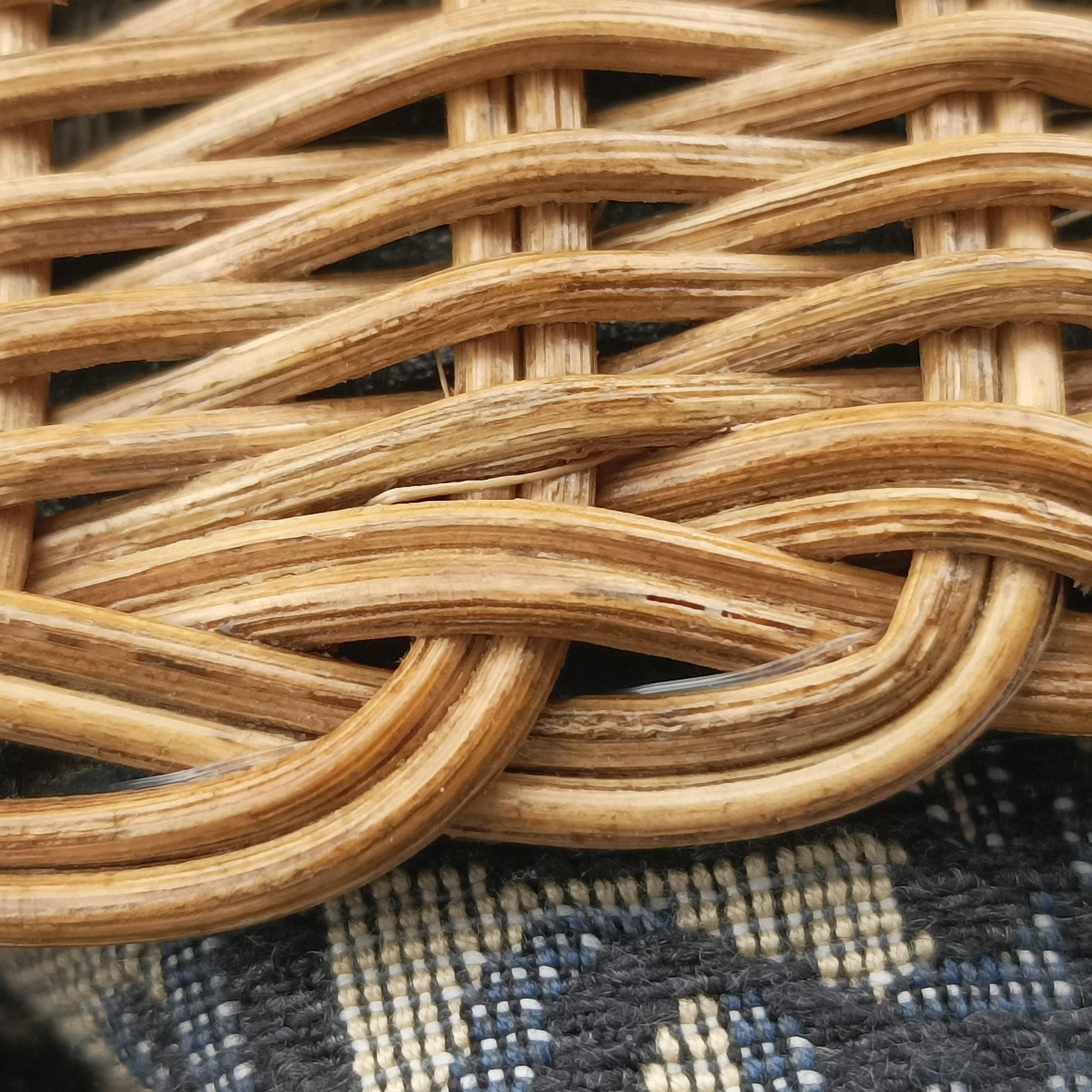 Wicker Basket Camel×Navy Natural wicker×Dior oblique jacquard 63-MA-1210ウィッカー バケット キャメル×ネイビー ナチュラルウィッカー×ディオール オブリーク ジャカード 63-MA-1210