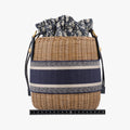 Wicker Basket Camel×Navy Natural wicker×Dior oblique jacquard 63-MA-1210ウィッカー バケット キャメル×ネイビー ナチュラルウィッカー×ディオール オブリーク ジャカード 63-MA-1210