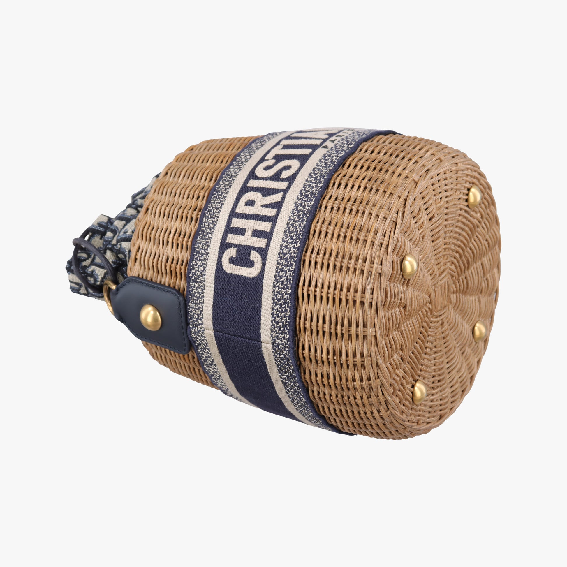 Wicker Basket Camel×Navy Natural wicker×Dior oblique jacquard 63-MA-1210ウィッカー バケット キャメル×ネイビー ナチュラルウィッカー×ディオール オブリーク ジャカード 63-MA-1210