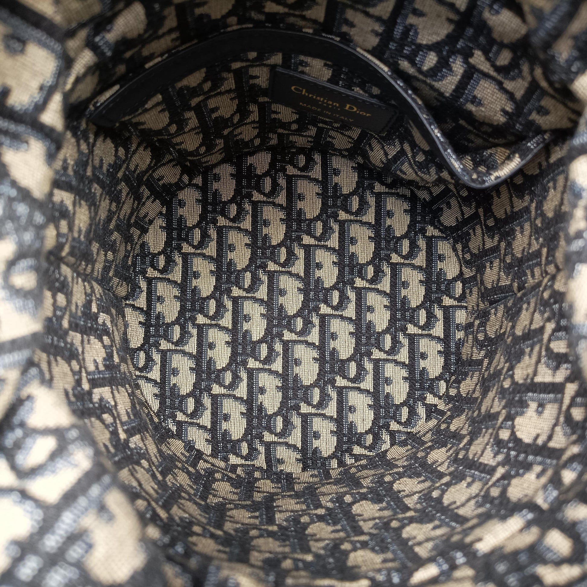 Wicker Basket Camel×Navy Natural wicker×Dior oblique jacquard 63-MA-1210ウィッカー バケット キャメル×ネイビー ナチュラルウィッカー×ディオール オブリーク ジャカード 63-MA-1210