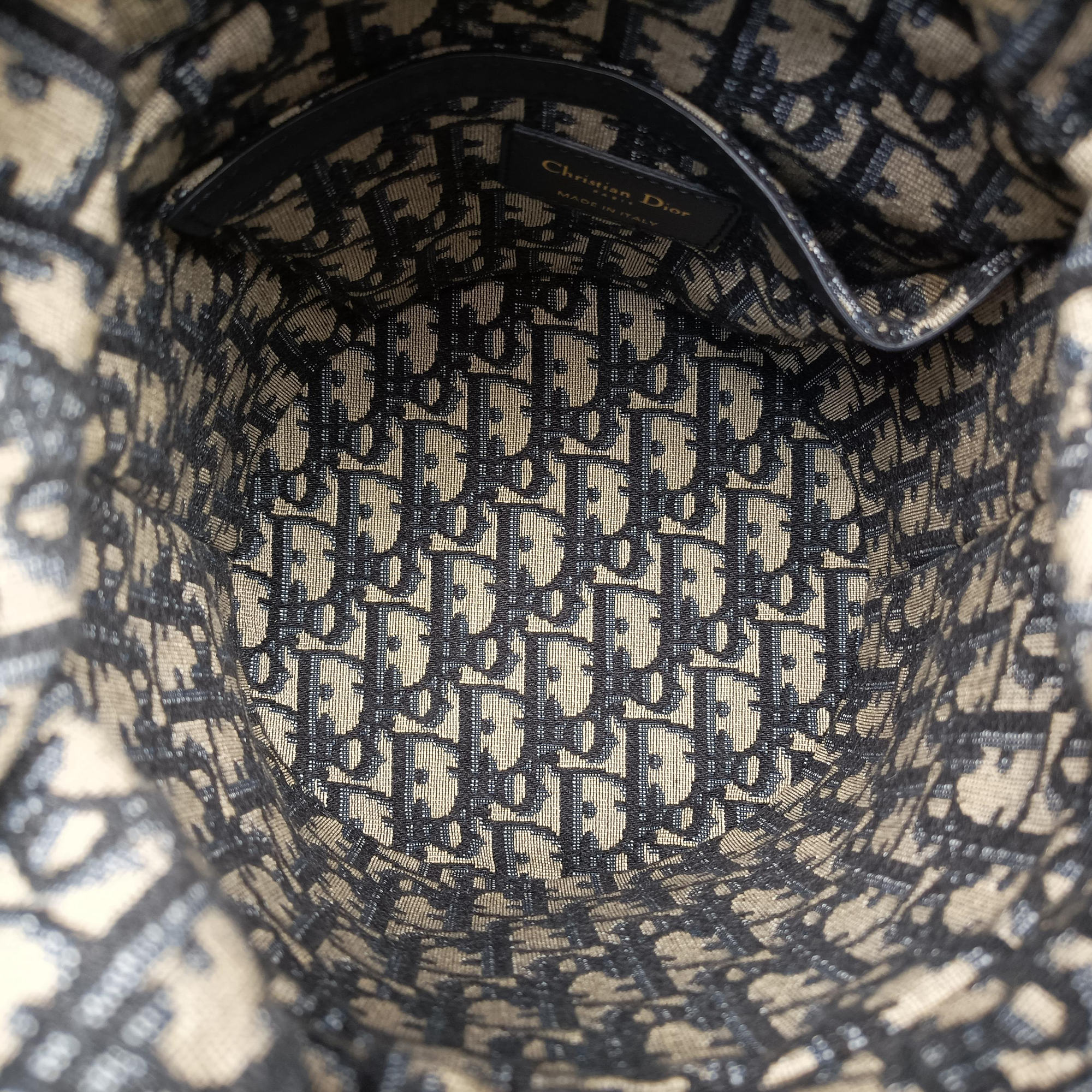 Wicker Basket Camel×Navy Natural wicker×Dior oblique jacquard 63-MA-1210ウィッカー バケット キャメル×ネイビー ナチュラルウィッカー×ディオール オブリーク ジャカード 63-MA-1210