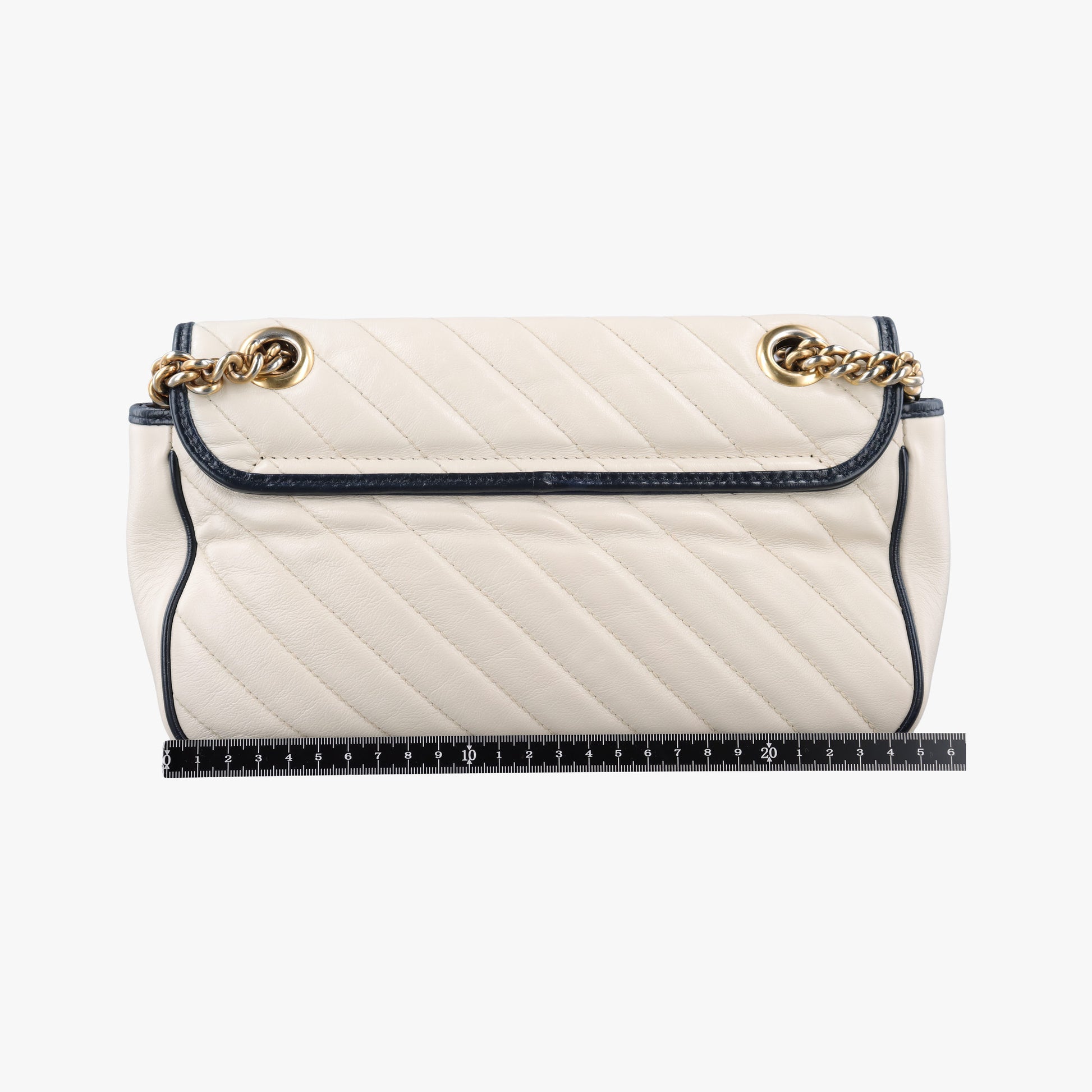 GG Marmont White×navy Leather 443497 H034766400GGマーモント ホワイト×ネイビー レザー 443497 H034766400