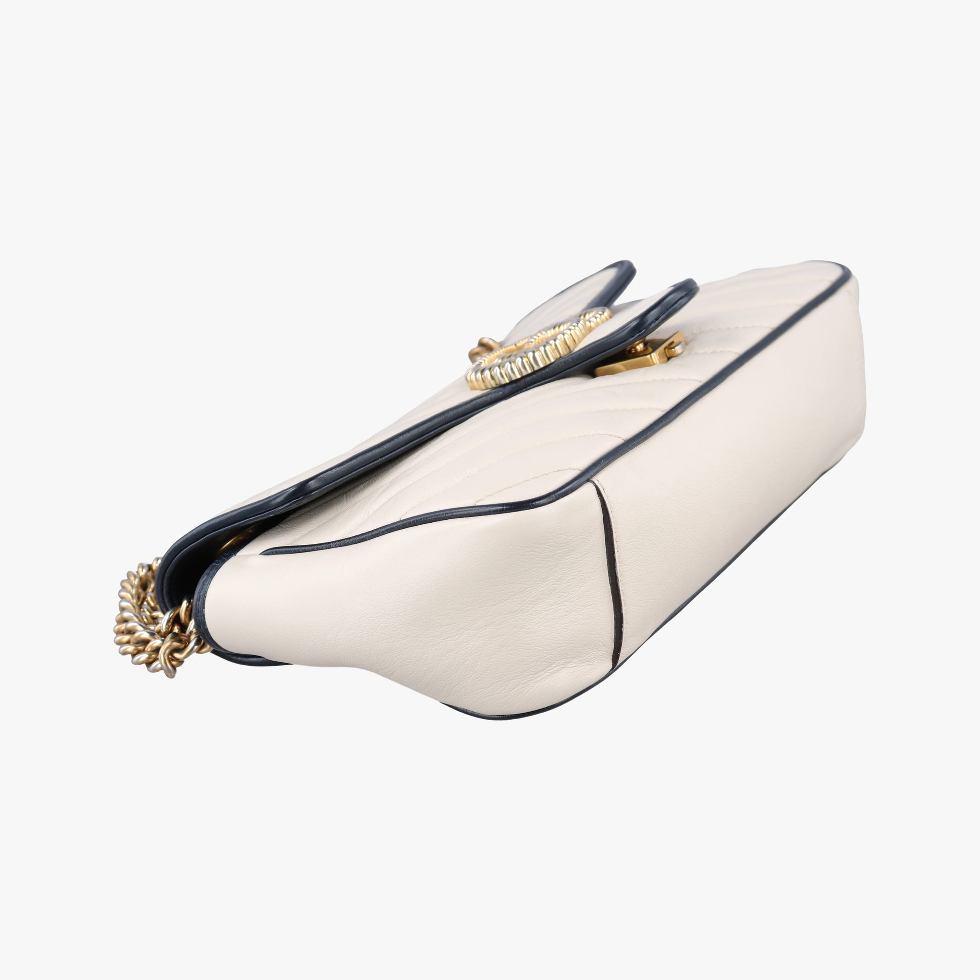 GG Marmont White×navy Leather 443497 H034766400GGマーモント ホワイト×ネイビー レザー 443497 H034766400