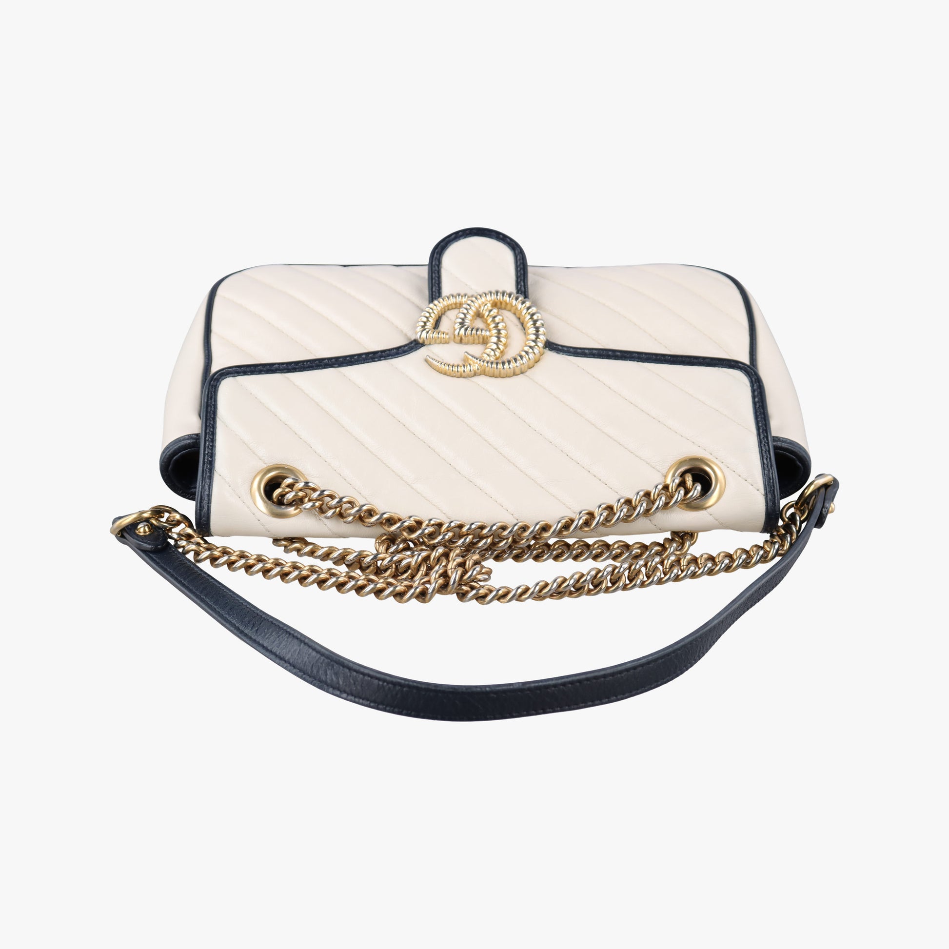 GG Marmont White×navy Leather 443497 H034766400GGマーモント ホワイト×ネイビー レザー 443497 H034766400