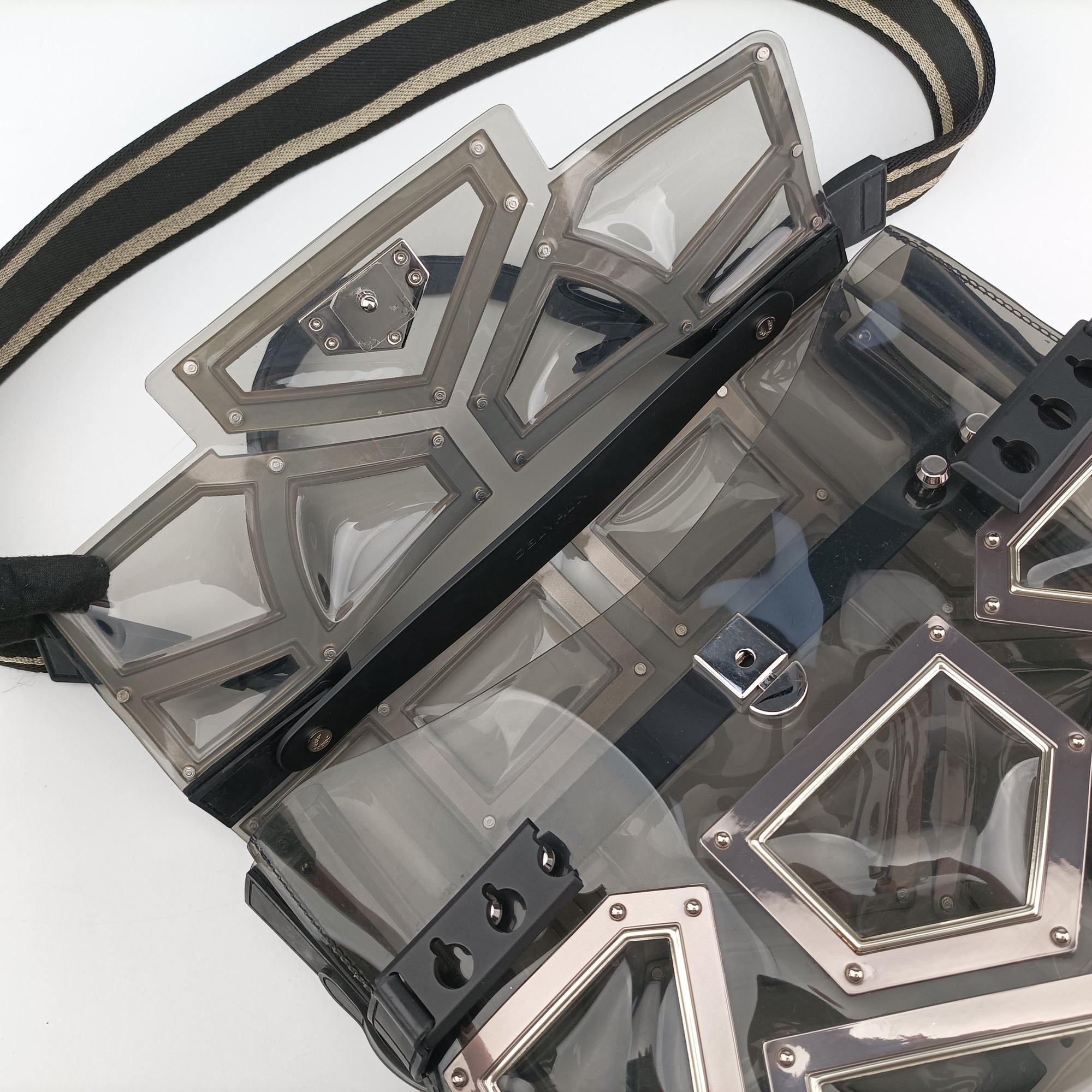 Tempete Gladiator Top Handle Clear × Silver × Black PVC (Vinyl) × Metal Panels ×Rubber Trim タンペート グラディエーター トップハンドル クリア×シルバー×ブラック PVC (ビニール) × メタルパネル × ラバートリム 