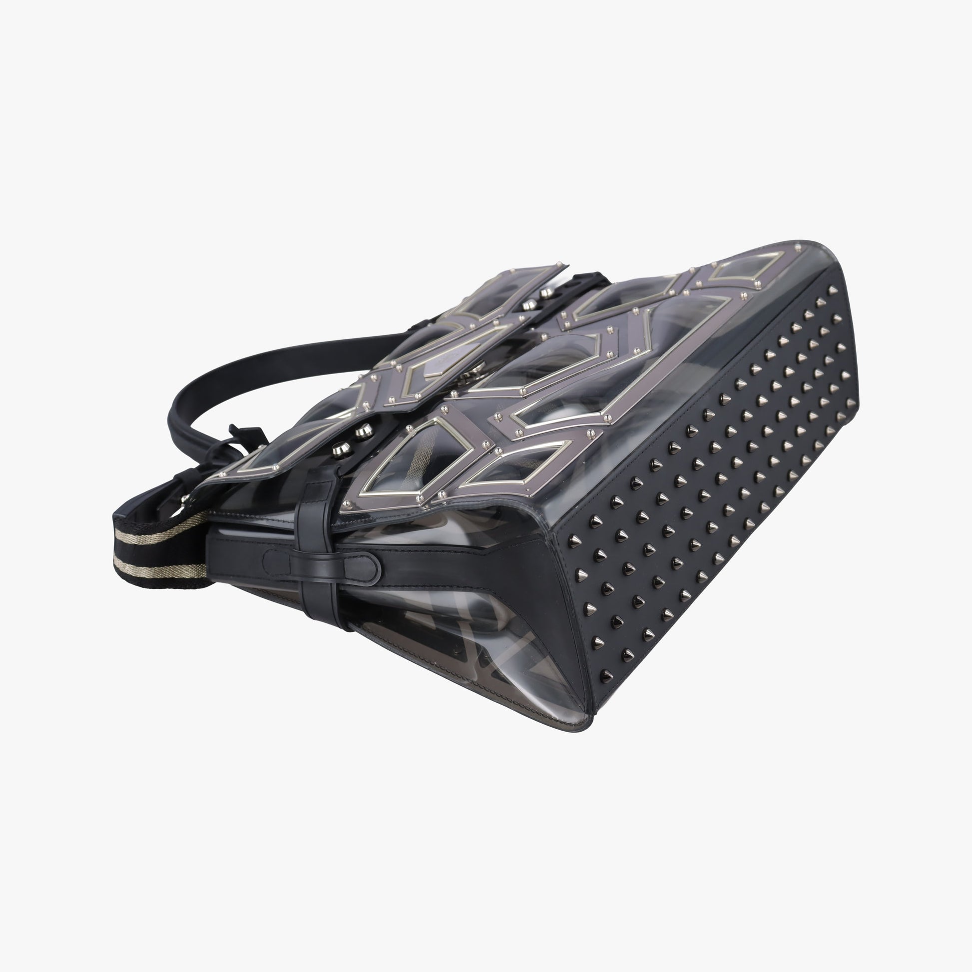 Tempete Gladiator Top Handle Clear × Silver × Black PVC (Vinyl) × Metal Panels ×Rubber Trim タンペート グラディエーター トップハンドル クリア×シルバー×ブラック PVC (ビニール) × メタルパネル × ラバートリム 