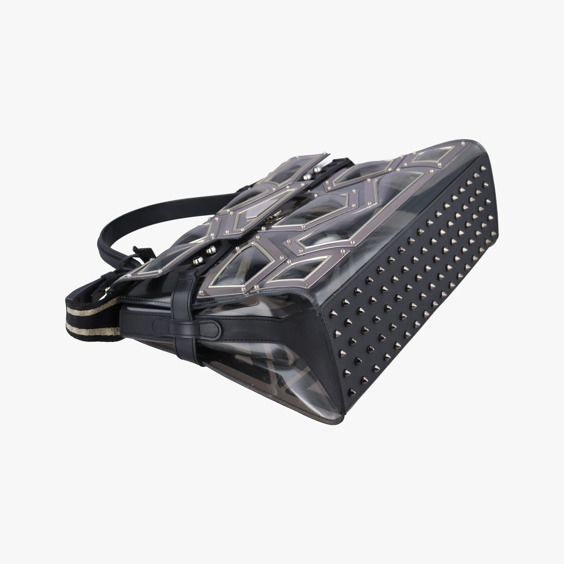 Tempete Gladiator Top Handle Clear × Silver × Black PVC (Vinyl) × Metal Panels ×Rubber Trim タンペート グラディエーター トップハンドル クリア×シルバー×ブラック PVC (ビニール) × メタルパネル × ラバートリム 