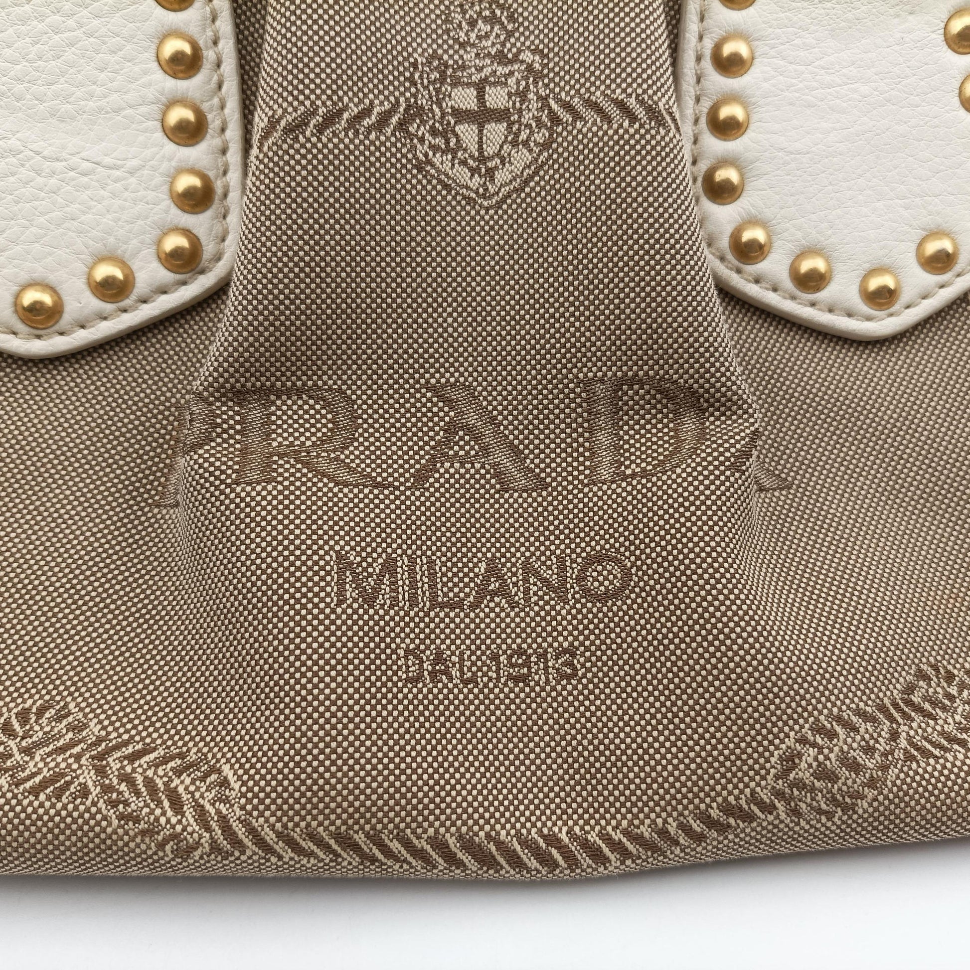 Logo Jacquard Studded Frame Corda × Talco Jacquard Canvas × Vitello Leather 25ロゴジャガード スタッズ フレーム コルダ×タルコ ジャガードキャンバス × ヴィッテロレザー 25