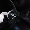 Fringe Charms Black Leather×velour IBL002 180/Iフリンジチャーム ブラック レザー×ベロア IBL002 180/I