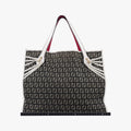 Zucca Pattern Tote Navy × White Canvas×Leather 8BH153 2321-8BH153.VWT-078ズッカ柄 トート ネイビー x ホワイト キャンバス×レザー 8BH153 2321-8BH153.VWT-078