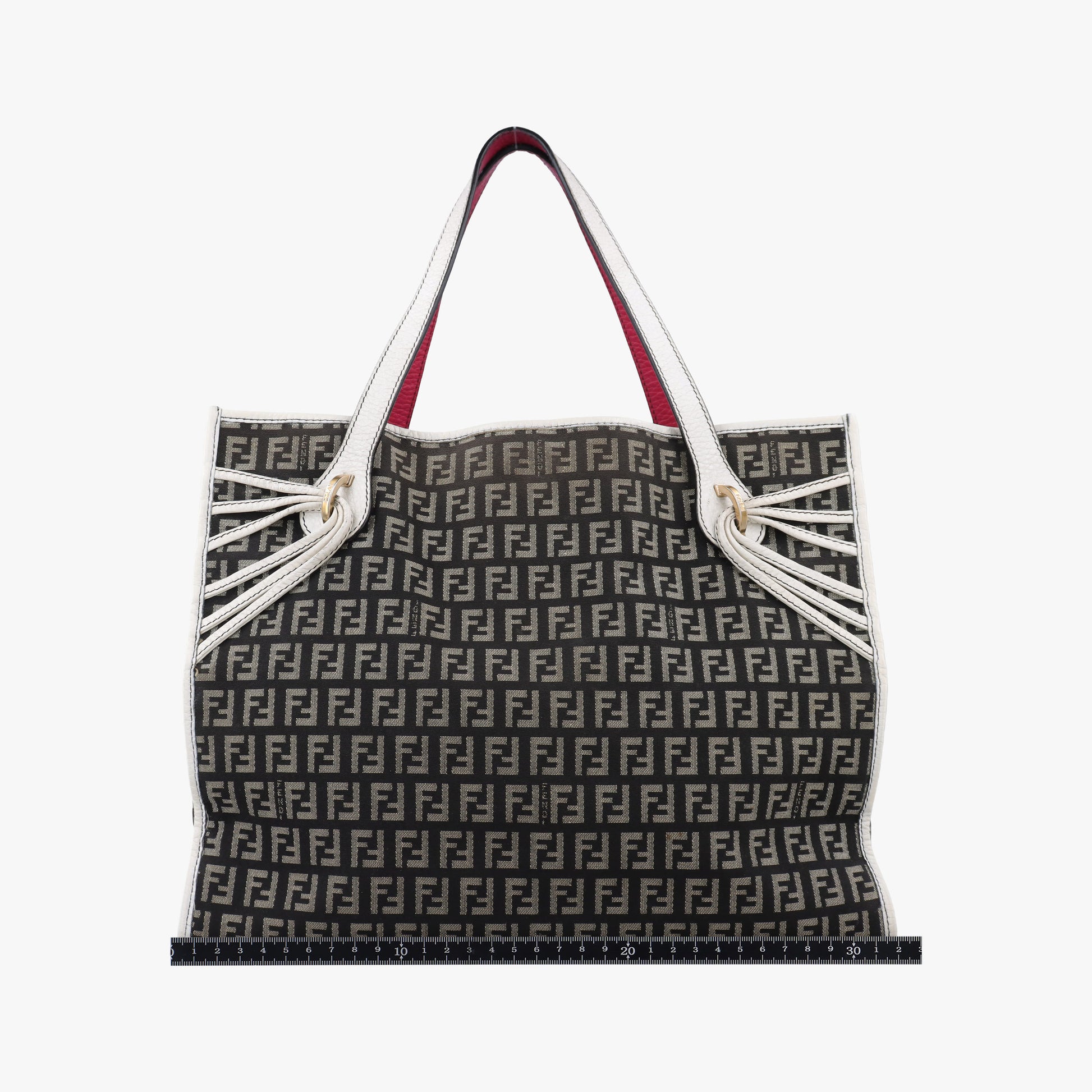 Zucca Pattern Tote Navy × White Canvas×Leather 8BH153 2321-8BH153.VWT-078ズッカ柄 トート ネイビー x ホワイト キャンバス×レザー 8BH153 2321-8BH153.VWT-078