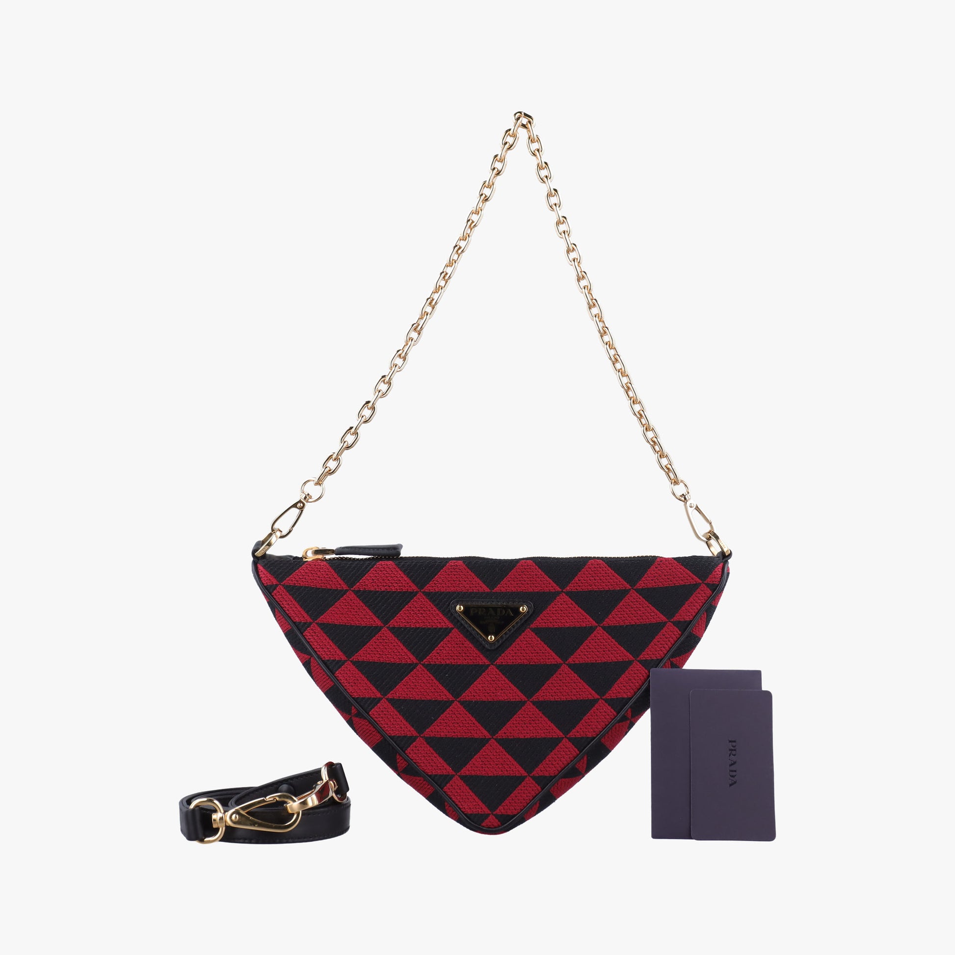 Triangolo Triangle Black×Red Jacquard × leather 1BC176 31/A3トライアングル ブラック×レッド ジャカード × レザー 1BC176 31/A3