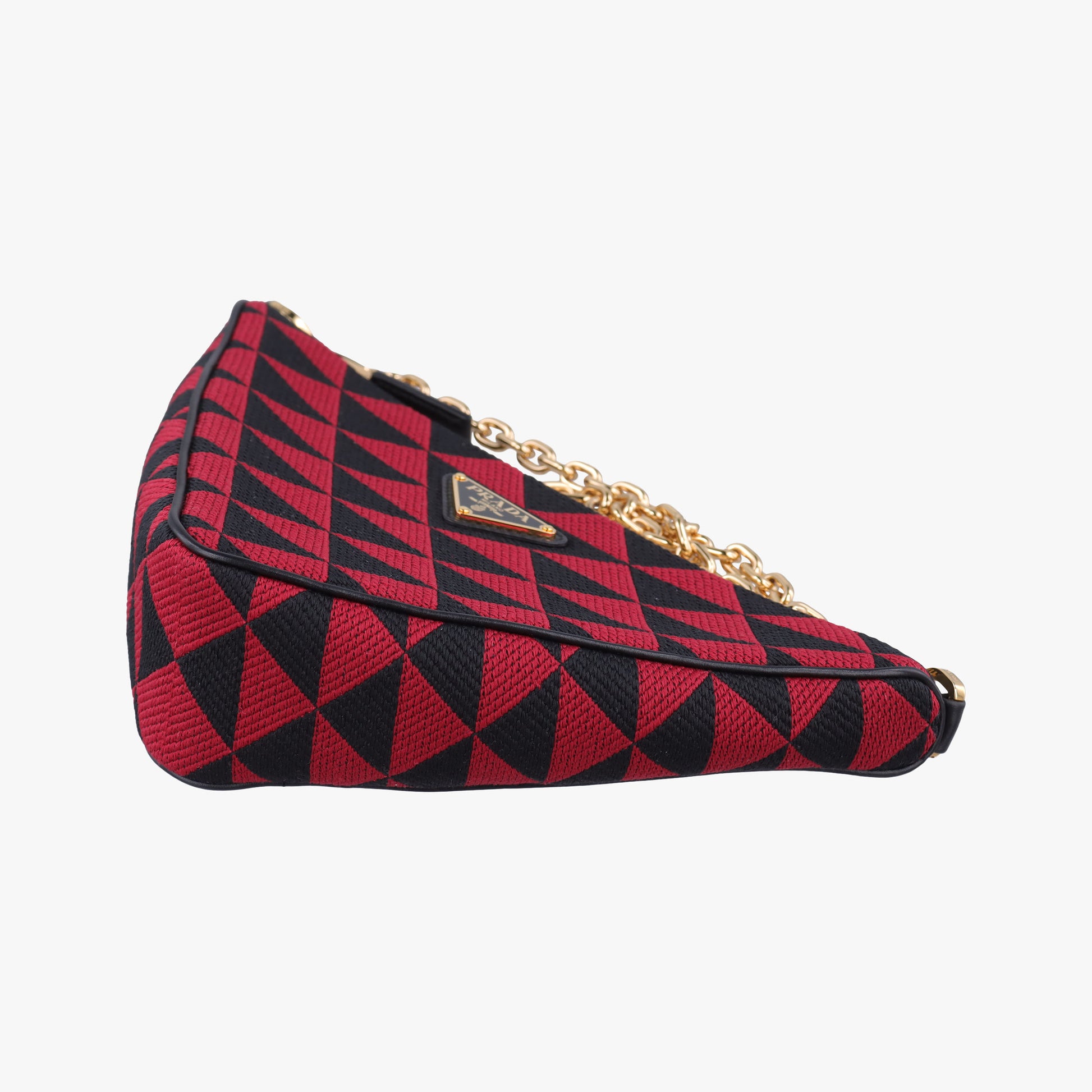 Triangolo Triangle Black×Red Jacquard × leather 1BC176 31/A3トライアングル ブラック×レッド ジャカード × レザー 1BC176 31/A3