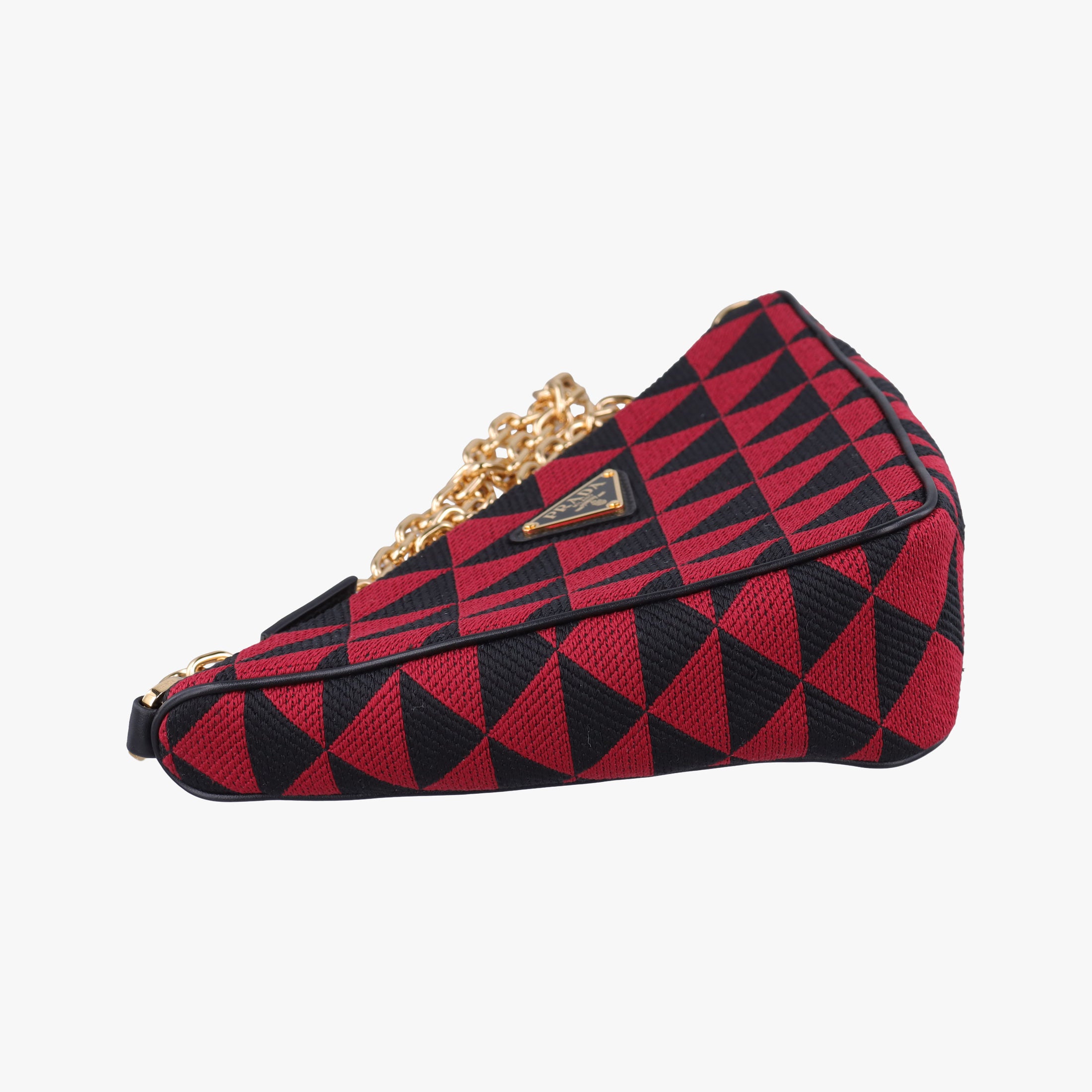 Triangolo Triangle Black×Red Jacquard × leather 1BC176 31/A3トライアングル ブラック×レッド ジャカード × レザー 1BC176 31/A3