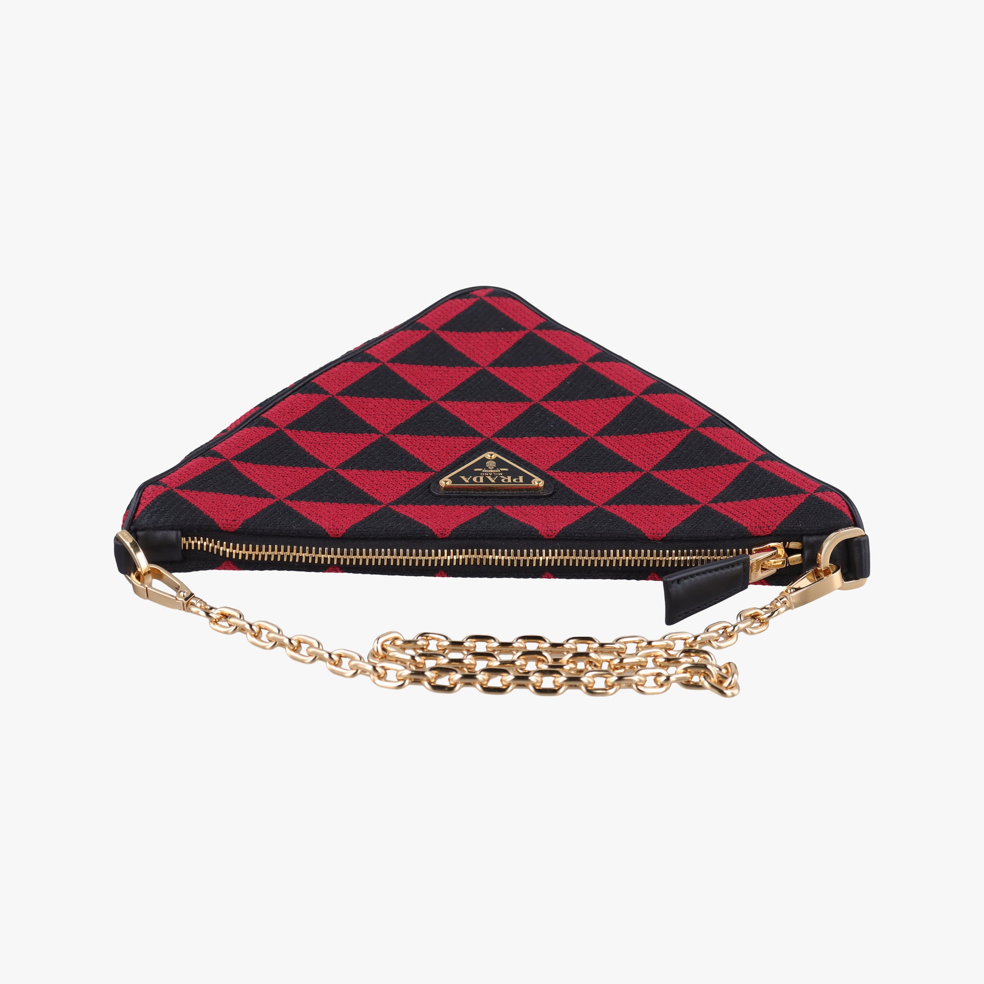 Triangolo Triangle Black×Red Jacquard × leather 1BC176 31/A3トライアングル ブラック×レッド ジャカード × レザー 1BC176 31/A3