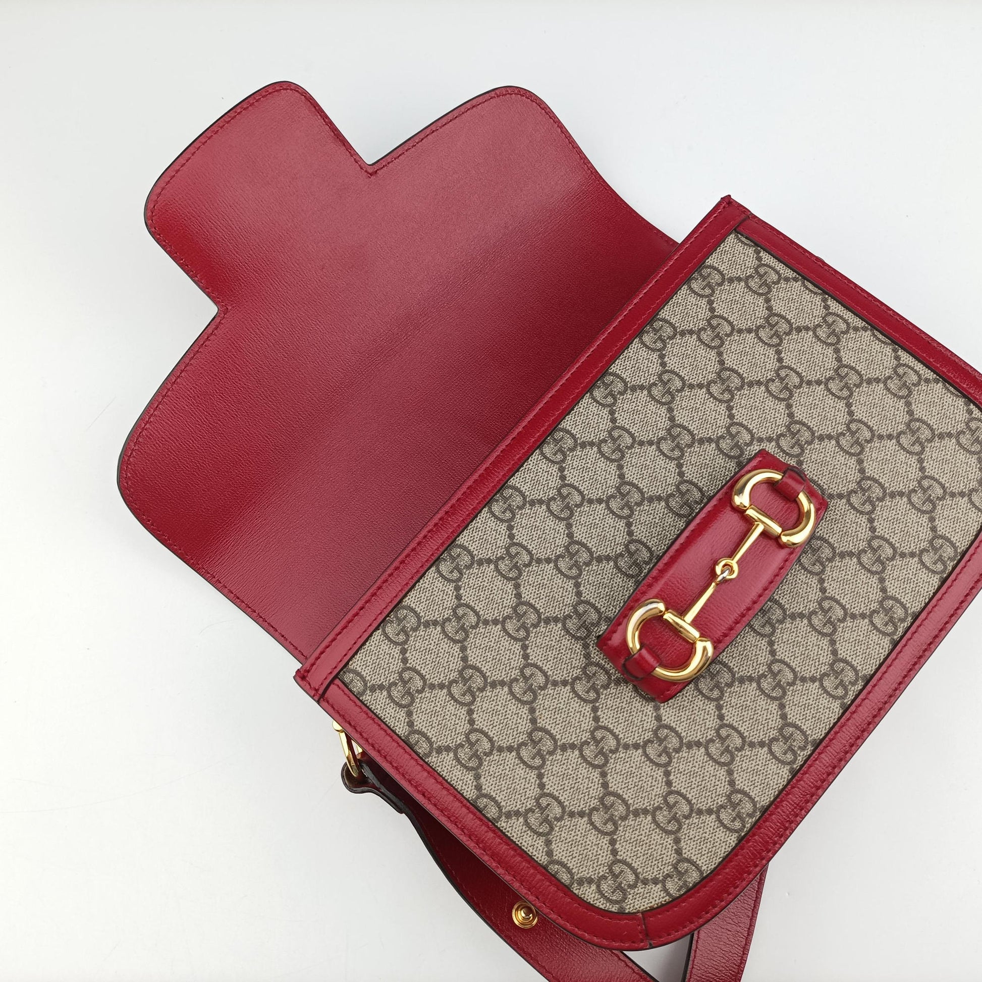 The Hacker Project Horsebit 1955 Beige × Brown × Red PVC coated canvas×Leather 602204 A031672839ホースビット 1955 ベージュ×ブラウン×レッド PVCコーティングキャンバス×レザー 602204 A031672839