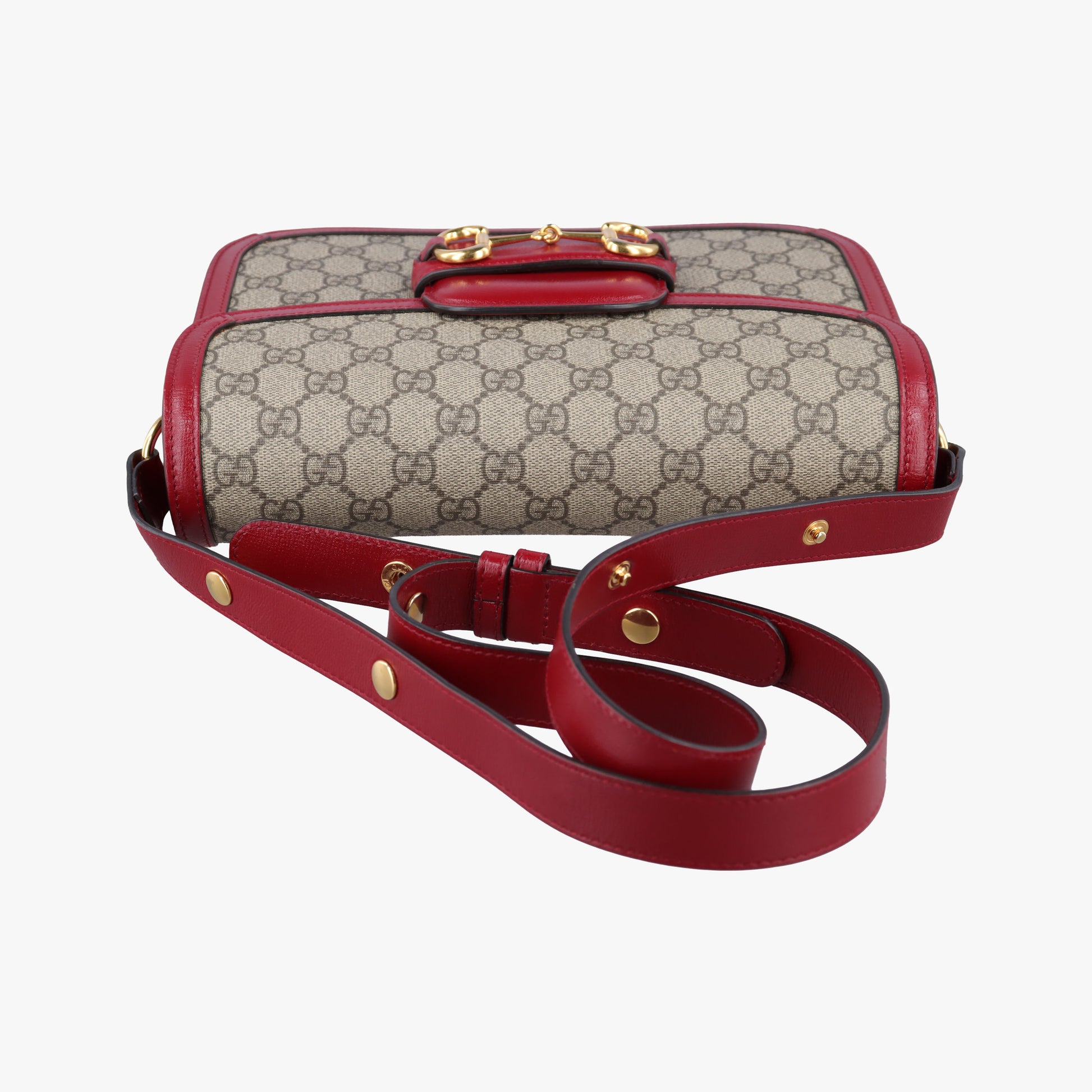 The Hacker Project Horsebit 1955 Beige × Brown × Red PVC coated canvas×Leather 602204 A031672839ホースビット 1955 ベージュ×ブラウン×レッド PVCコーティングキャンバス×レザー 602204 A031672839