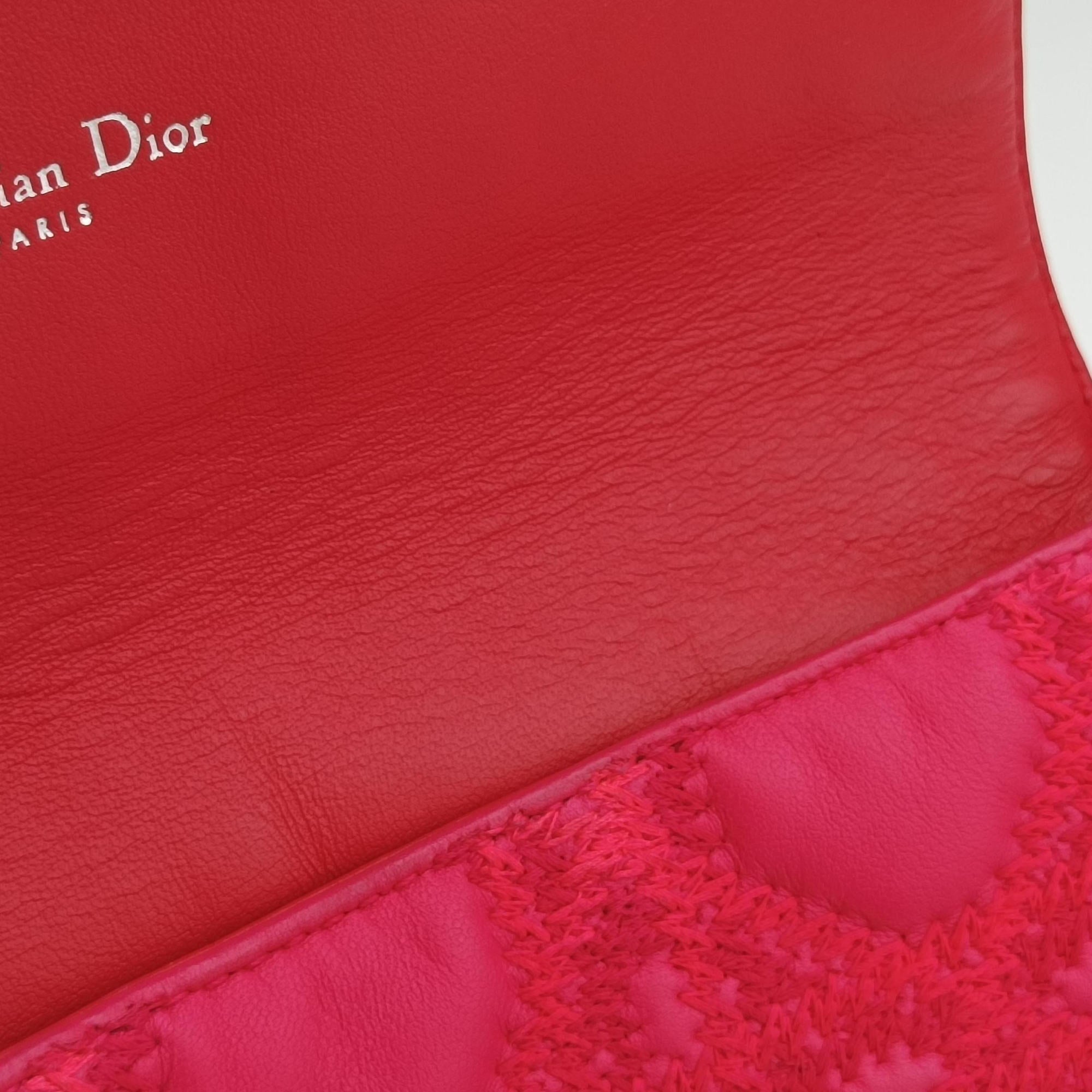 Miss Dior CANNAGE New Lock Rose lambskin 12-MA-1123ミス ディオール カナージュ ニューロック ローズ レッド ラムスキン 12-MA-1123