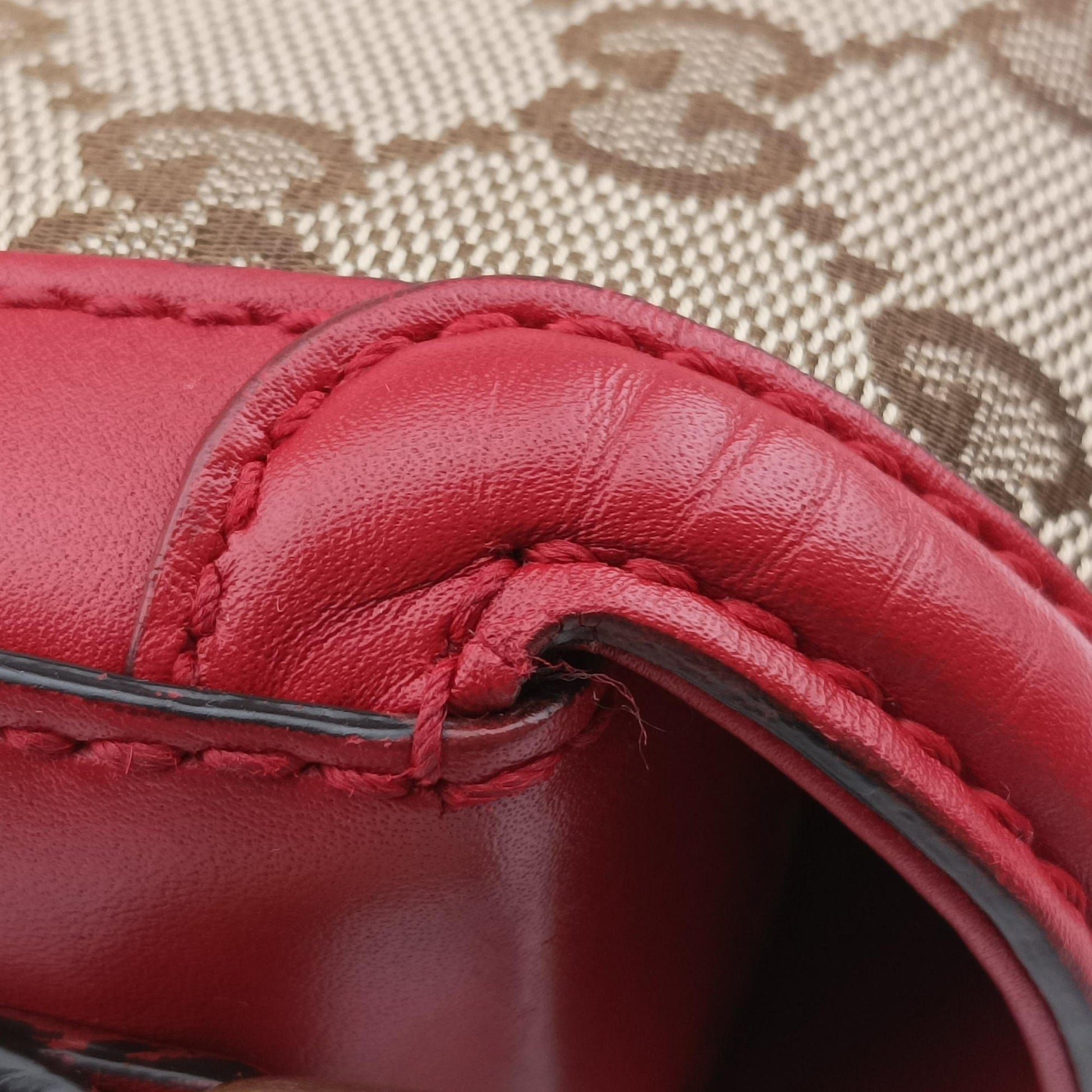 Lady Web khaki×red canvas×leather 383848 H019489691レディ ウェブ カーキ×レッド キャンバス×レザー 383848 H019489691