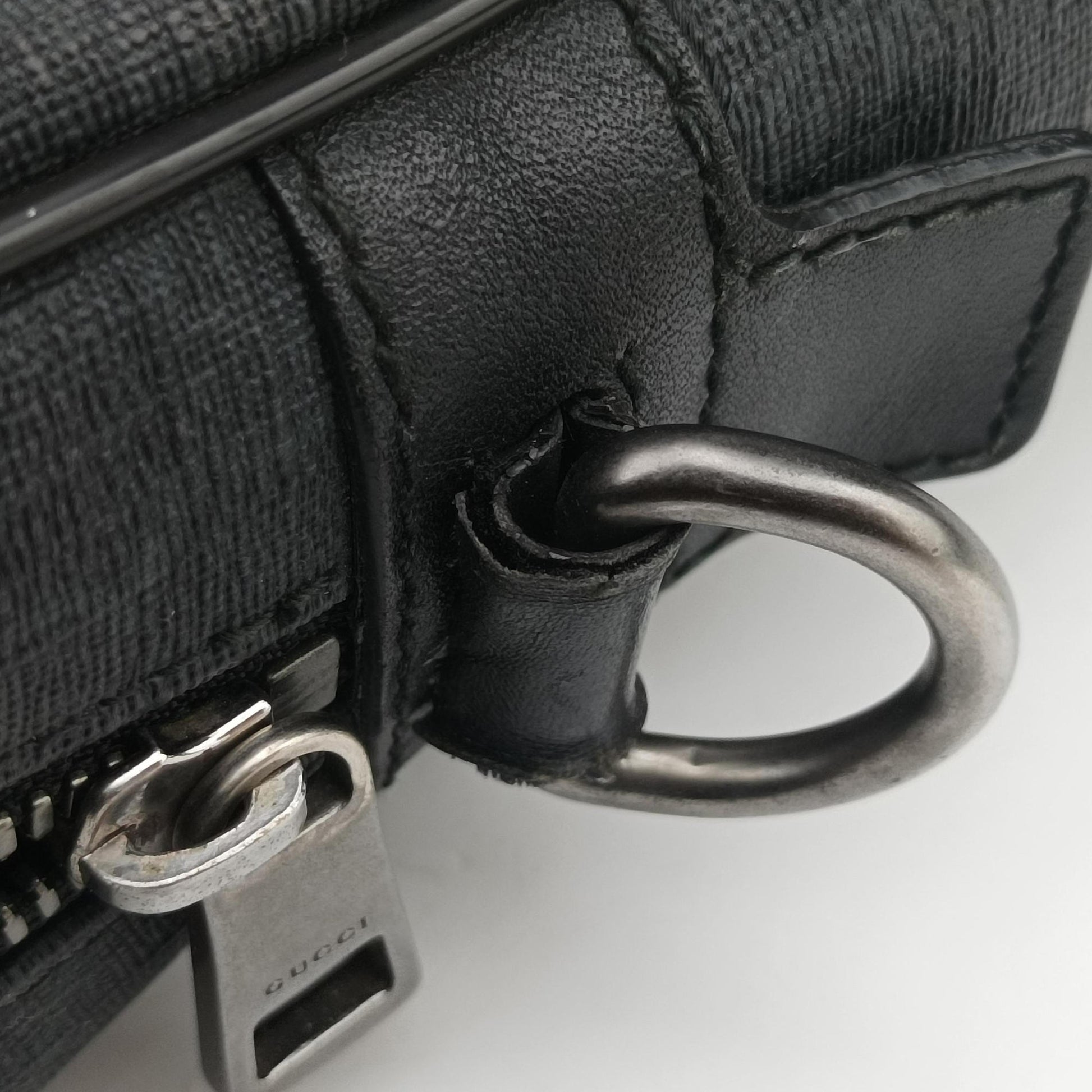 GG Plus GG Supreme Black PVC coated canvas x Leather 337081 Lot number unknownGGプラス GGスプリーム ブラック PVCコーティングキャンバス x レザー 337081 製番不明