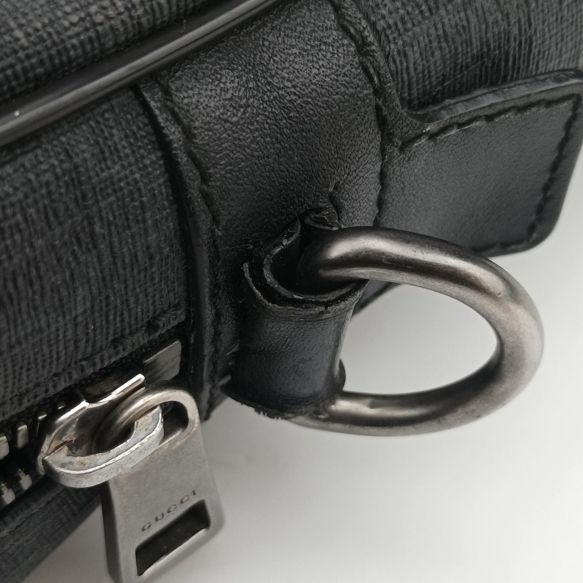 GG Plus GG Supreme Black PVC coated canvas x Leather 337081 Lot number unknownGGプラス GGスプリーム ブラック PVCコーティングキャンバス x レザー 337081 製番不明