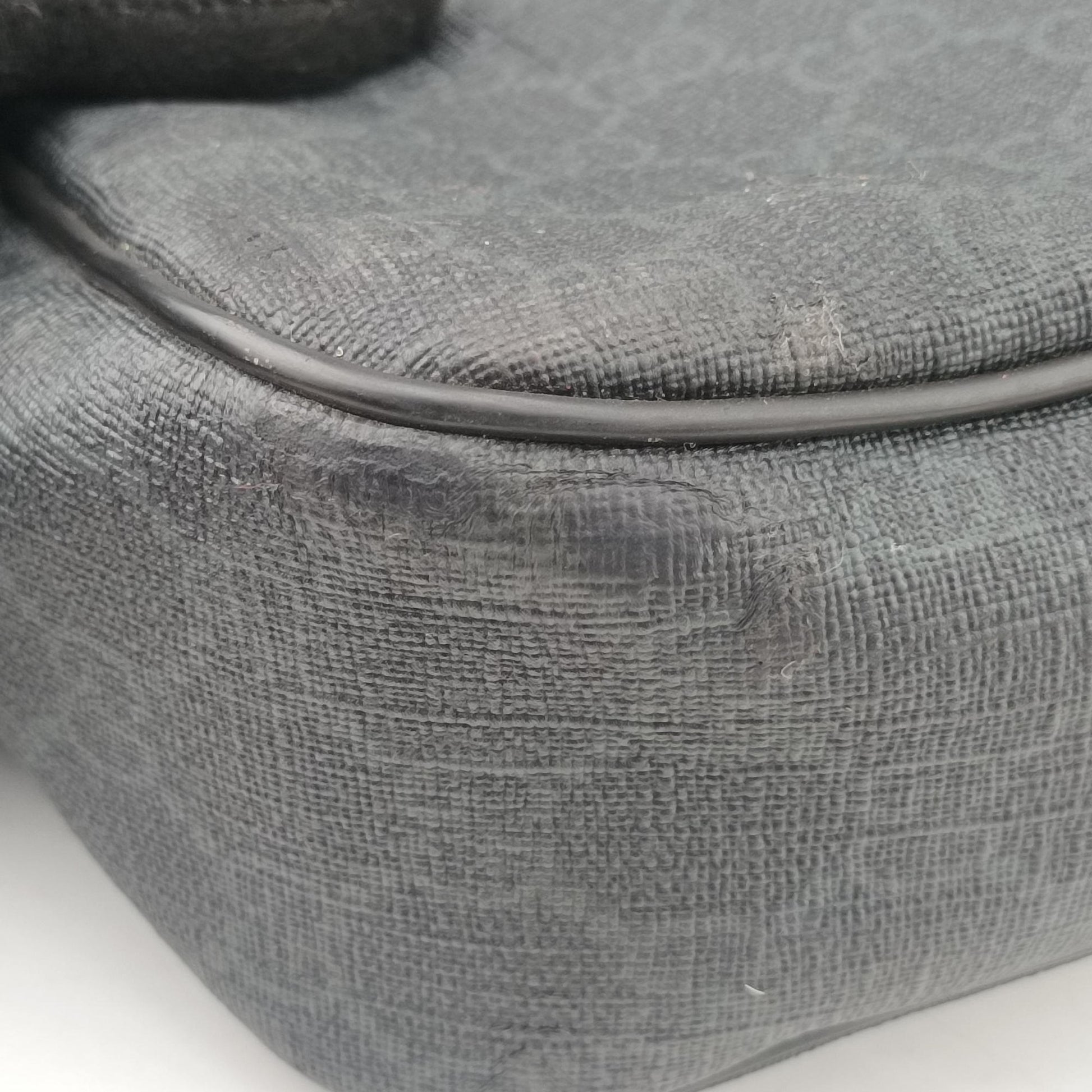 GG Plus GG Supreme Black PVC coated canvas x Leather 337081 Lot number unknownGGプラス GGスプリーム ブラック PVCコーティングキャンバス x レザー 337081 製番不明