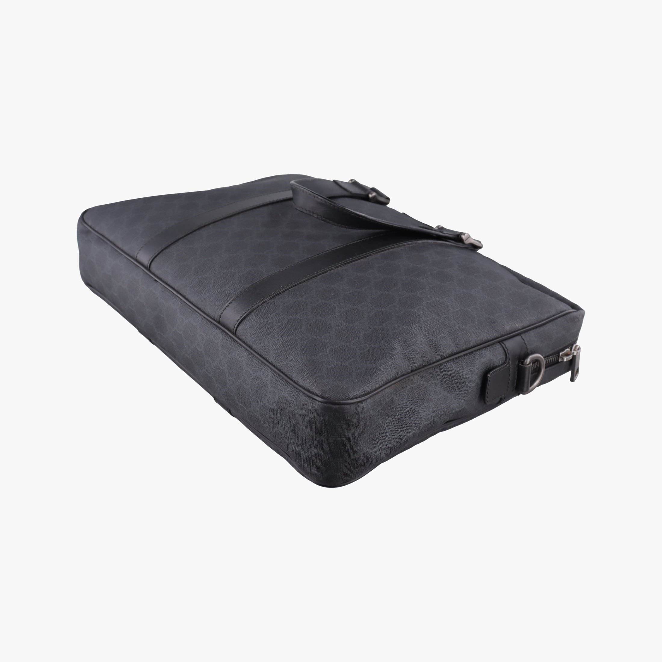 GG Plus GG Supreme Black PVC coated canvas x Leather 337081 Lot number unknownGGプラス GGスプリーム ブラック PVCコーティングキャンバス x レザー 337081 製番不明