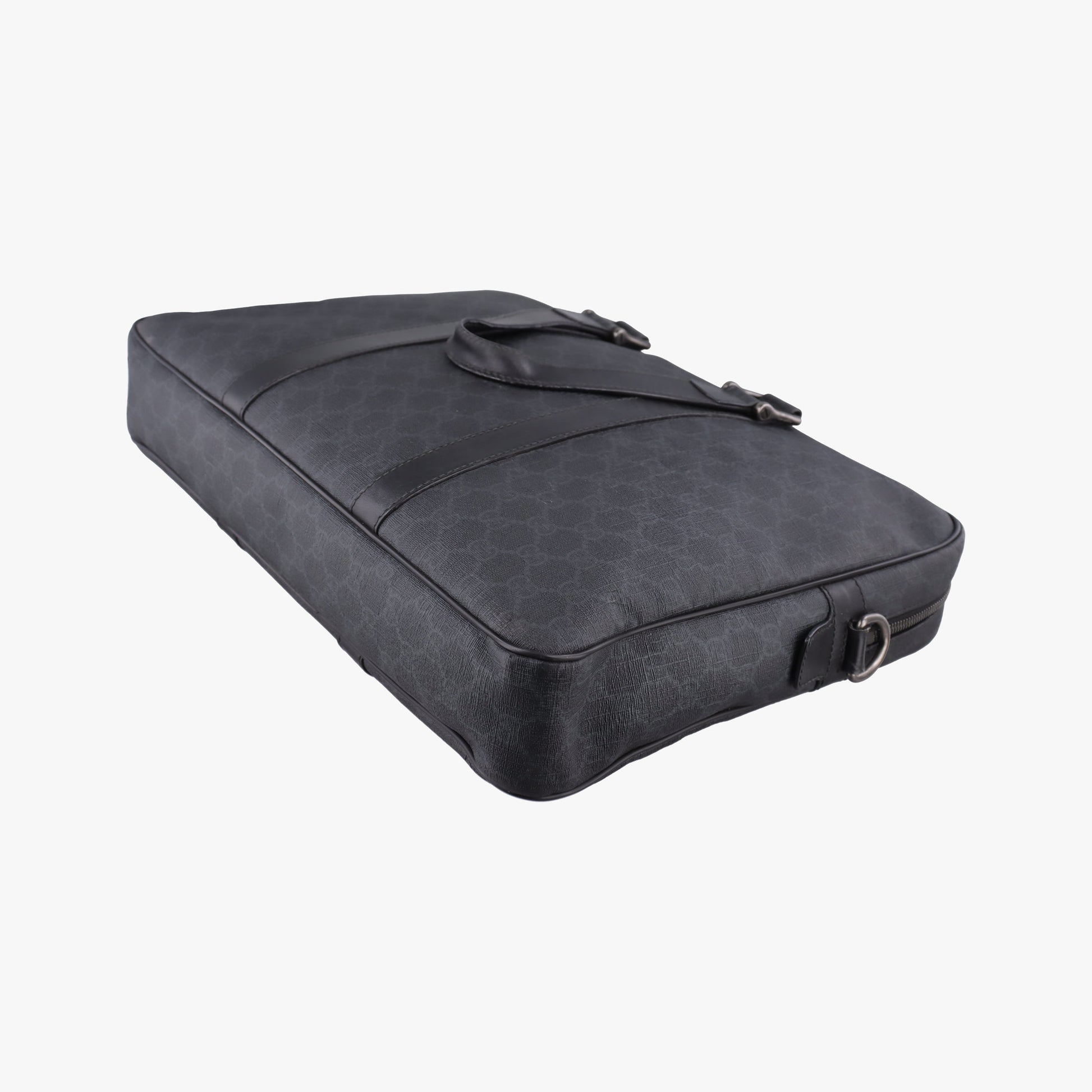 GG Plus GG Supreme Black PVC coated canvas x Leather 337081 Lot number unknownGGプラス GGスプリーム ブラック PVCコーティングキャンバス x レザー 337081 製番不明