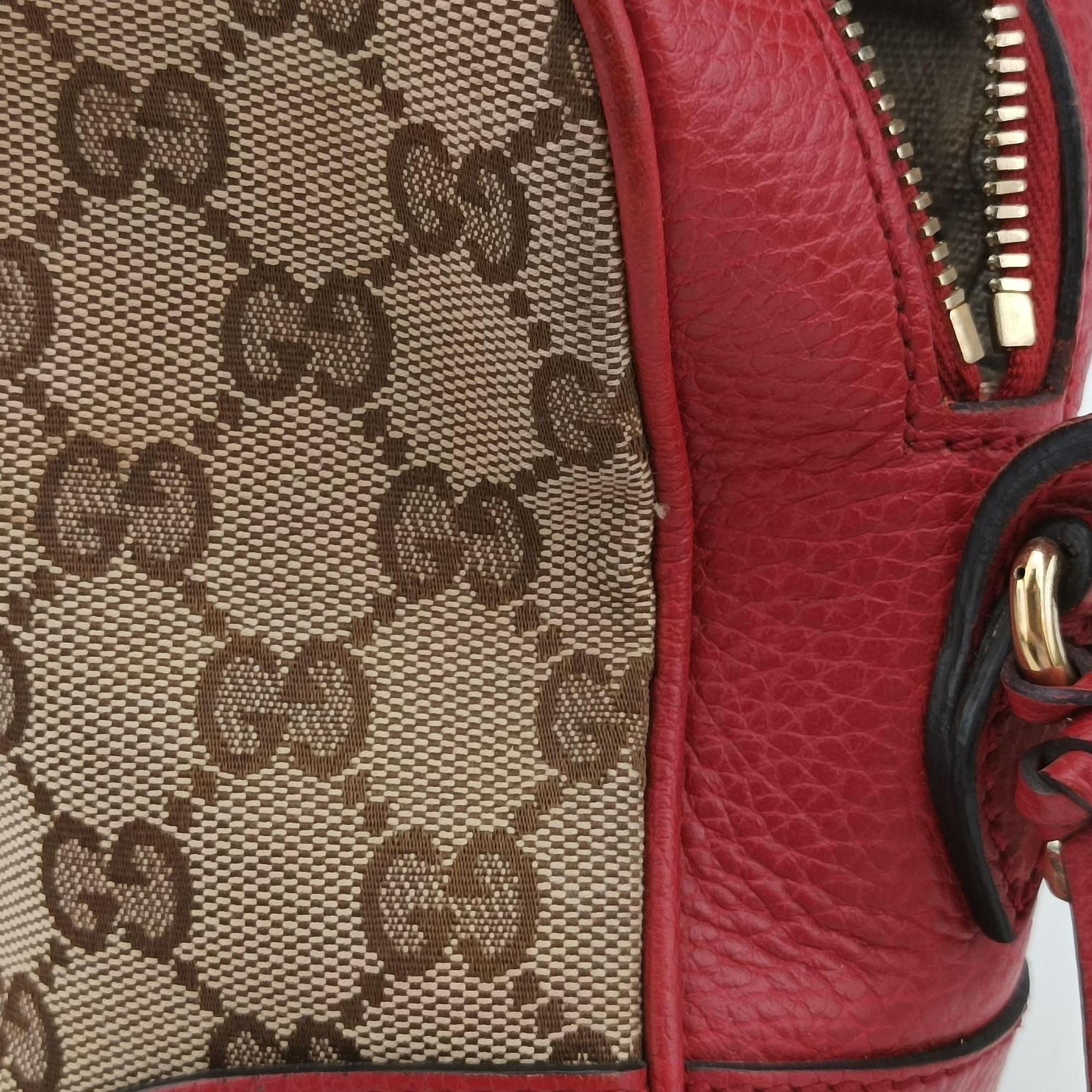 Bree Microguccissima khaki×red canvas×leather 449413 G026324009ブリー マイクログッチシマ カーキ×レッド キャンバス×レザー 449413 G026324009