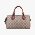 Pre-owned Gucci GG SUPREME beige×brown PVC coated canvas×Leather 409529 handbag | stylenewstar