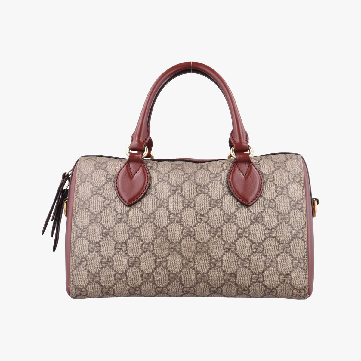 Pre-owned Gucci GG SUPREME beige×brown PVC coated canvas×Leather 409529 handbag | stylenewstar