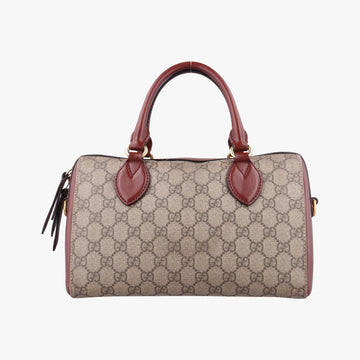 Pre-owned Gucci GG SUPREME beige×brown PVC coated canvas×Leather 409529 handbag | stylenewstar
