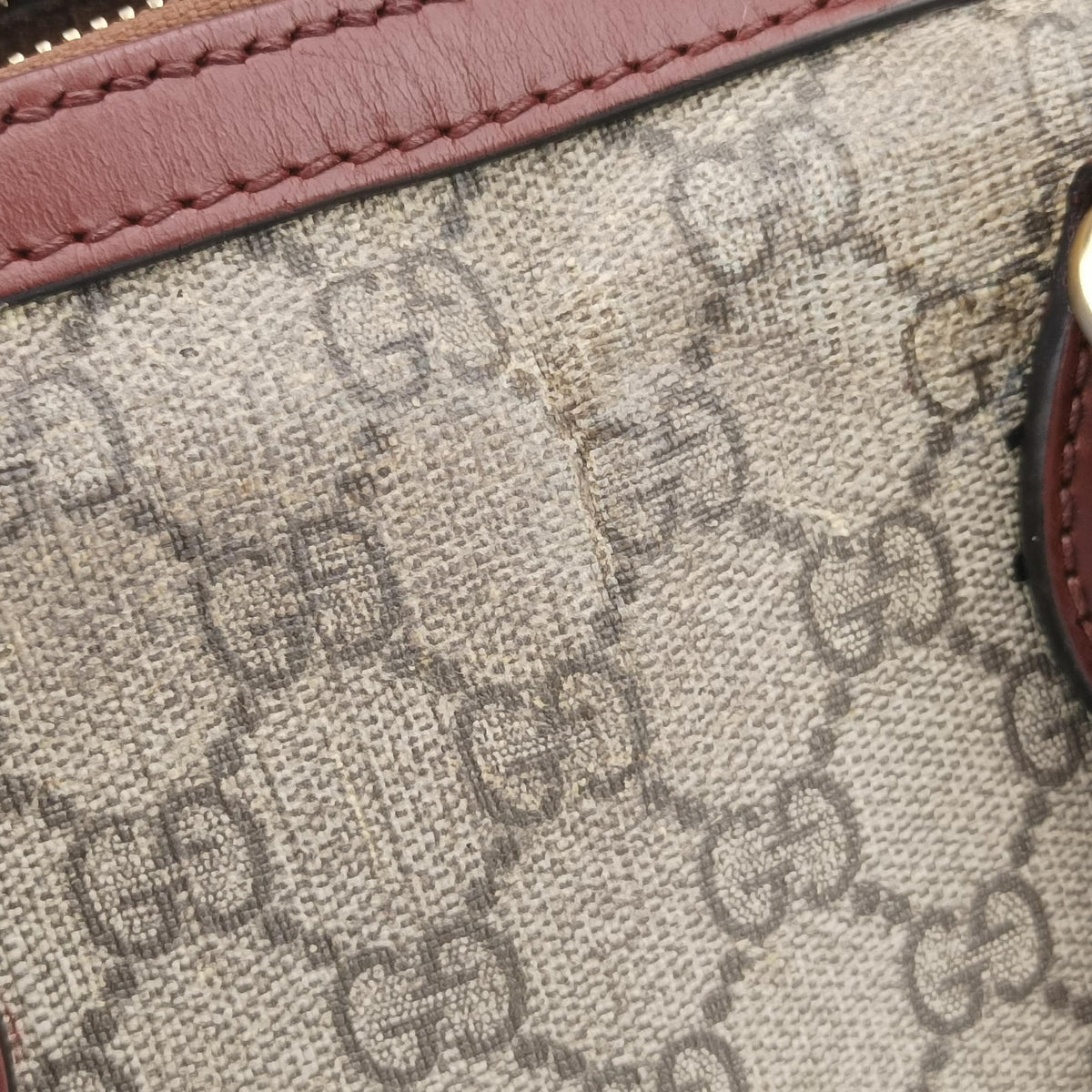 Pre-owned Gucci GG SUPREME beige×brown PVC coated canvas×Leather 409529 handbag | stylenewstar