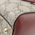 Pre-owned Gucci GG SUPREME beige×brown PVC coated canvas×Leather 409529 handbag | stylenewstar