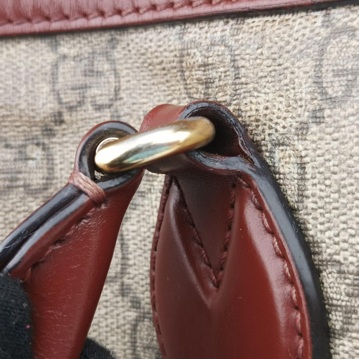 Pre-owned Gucci GG SUPREME beige×brown PVC coated canvas×Leather 409529 handbag | stylenewstar