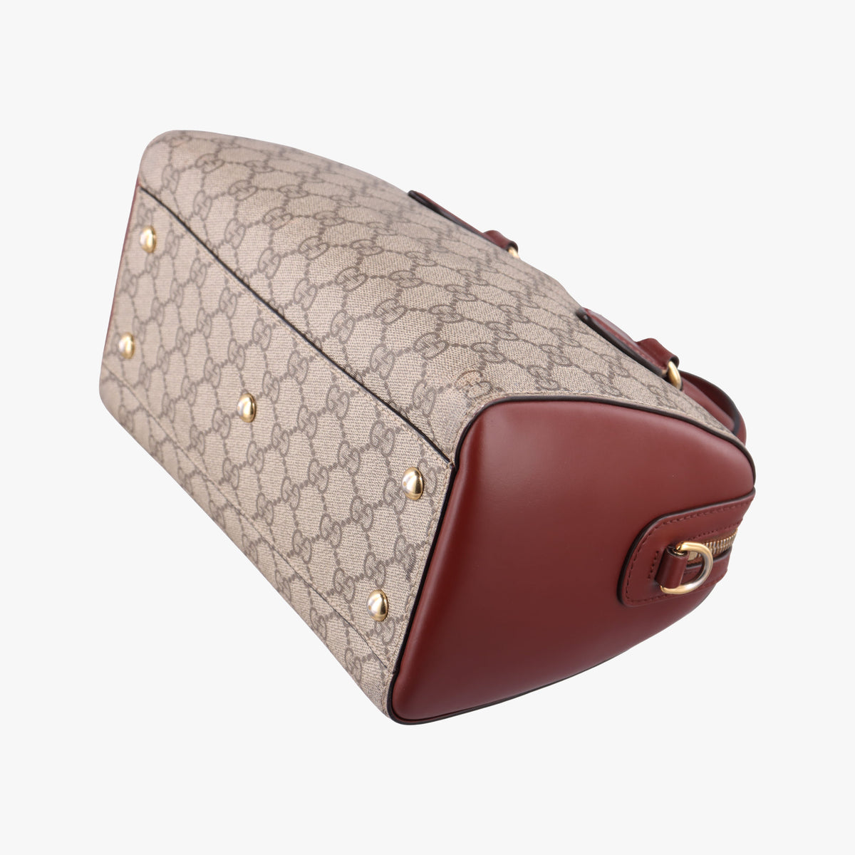 Pre-owned Gucci GG SUPREME beige×brown PVC coated canvas×Leather 409529 handbag | stylenewstar