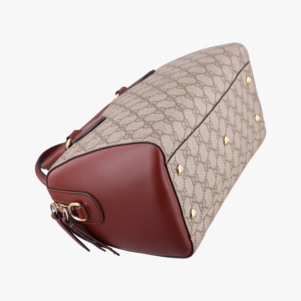 Pre-owned Gucci GG SUPREME beige×brown PVC coated canvas×Leather 409529 handbag | stylenewstar