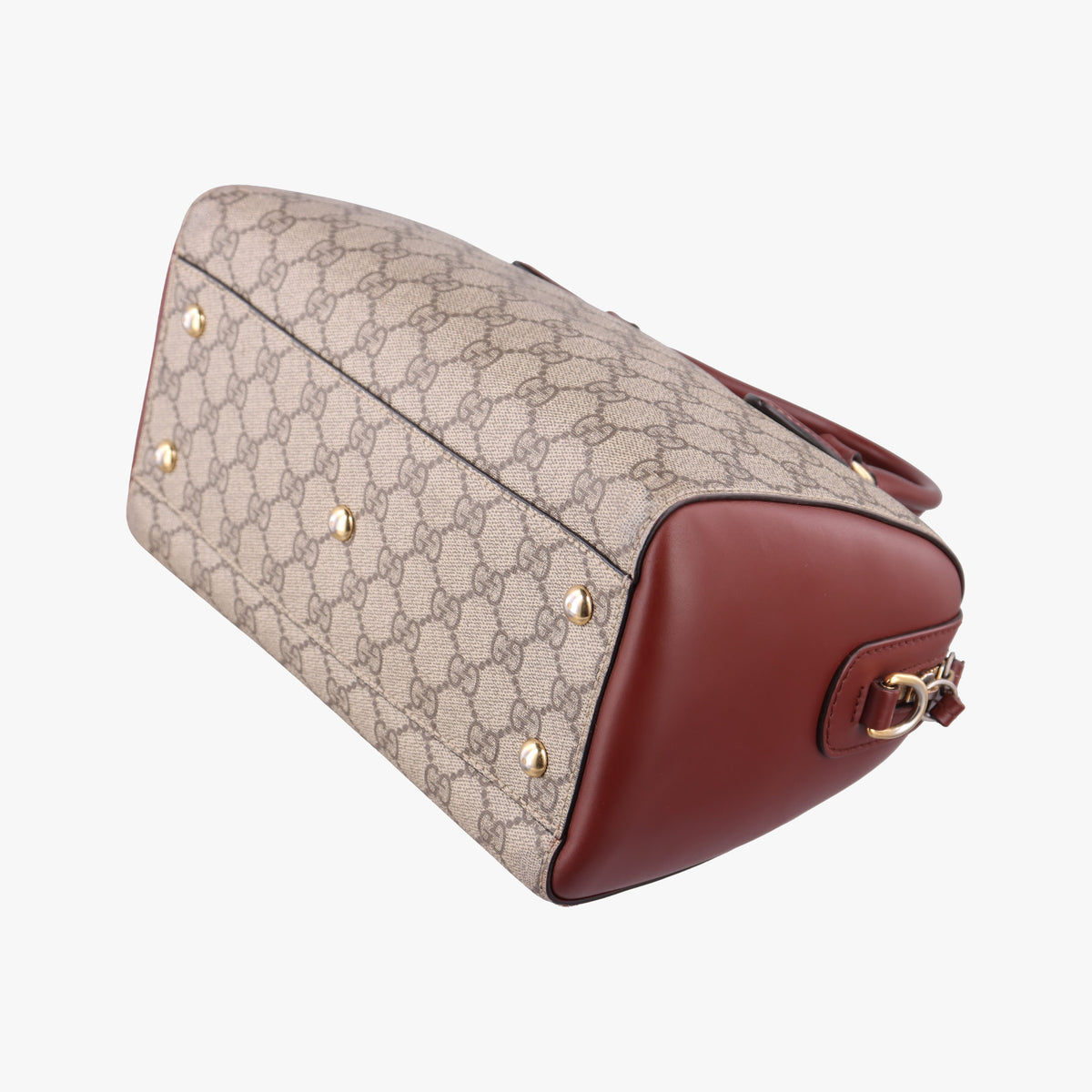 Pre-owned Gucci GG SUPREME beige×brown PVC coated canvas×Leather 409529 handbag | stylenewstar