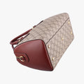 Pre-owned Gucci GG SUPREME beige×brown PVC coated canvas×Leather 409529 handbag | stylenewstar