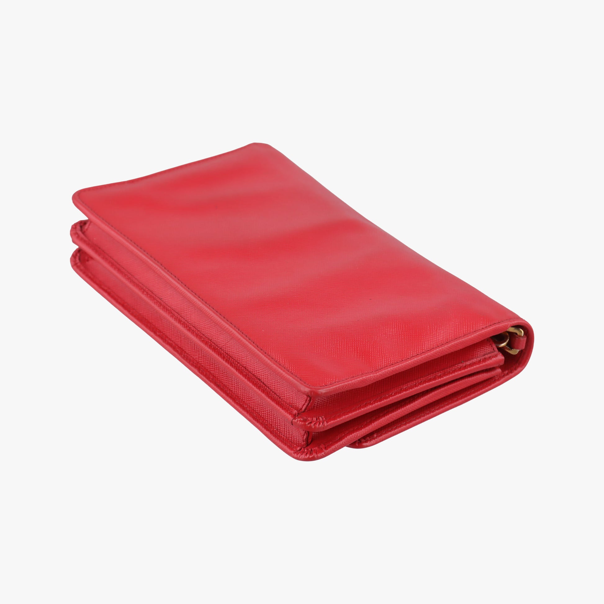 Metal Wallet on Chain Cornflower Clutch Red Saffiano Leather 1MT290 107メタル ウォレット オン チェーン コーンフラワー クラッチ レッド サフィアーノレザー 1MT290 107