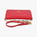 Metal Wallet on Chain Cornflower Clutch Red Saffiano Leather 1MT290 107メタル ウォレット オン チェーン コーンフラワー クラッチ レッド サフィアーノレザー 1MT290 107