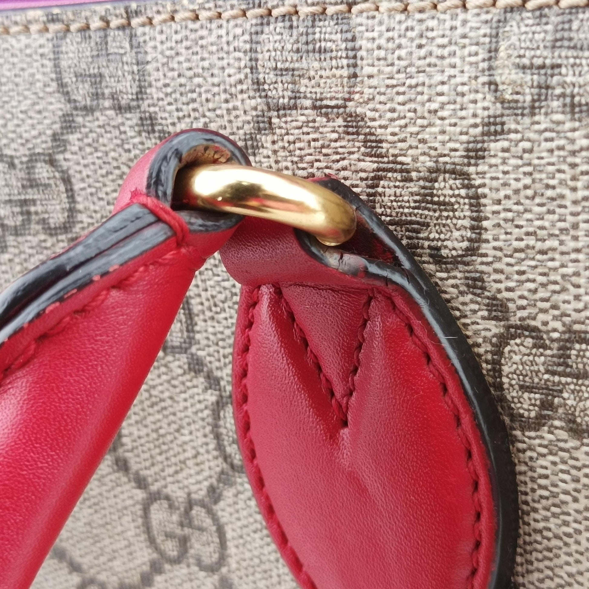 GG SUPREME Beige×Pink×Red PVC coated canvas×Leather 409534 G019548322GGスプリーム ベージュ×ピンク×レッド PVCコーティングキャンバス×レザー 409534 G019548322
