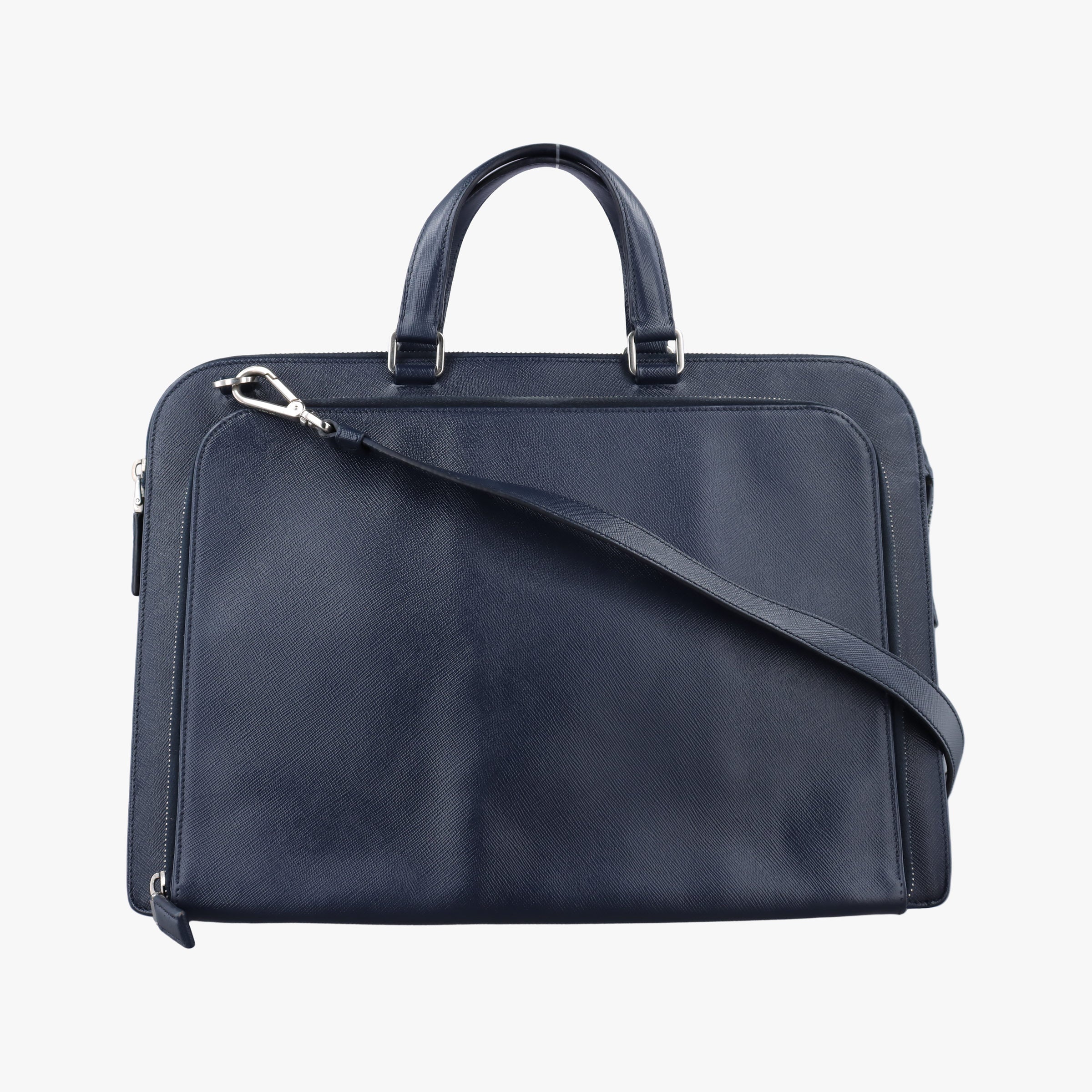 Triangle Logo Plate Navy Saffiano Leather 58/F 204三角 ロゴ プレート ネイビー サフィアーノレザー 58/F 204