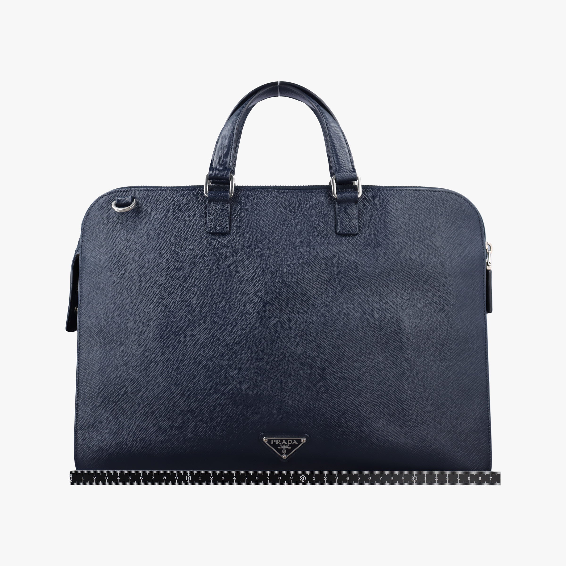 Triangle Logo Plate Navy Saffiano Leather 58/F 204三角 ロゴ プレート ネイビー サフィアーノレザー 58/F 204
