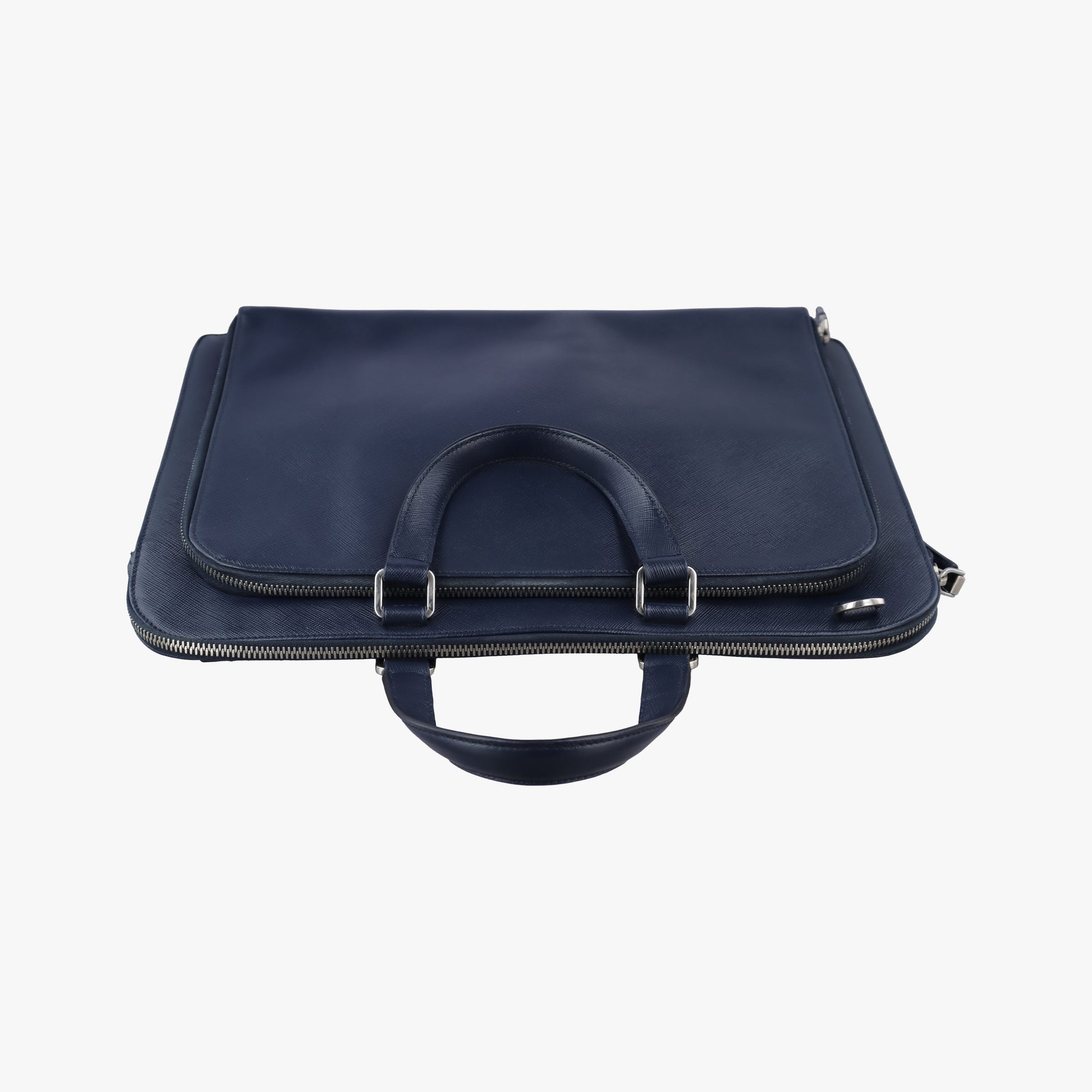 Triangle Logo Plate Navy Saffiano Leather 58/F 204三角 ロゴ プレート ネイビー サフィアーノレザー 58/F 204