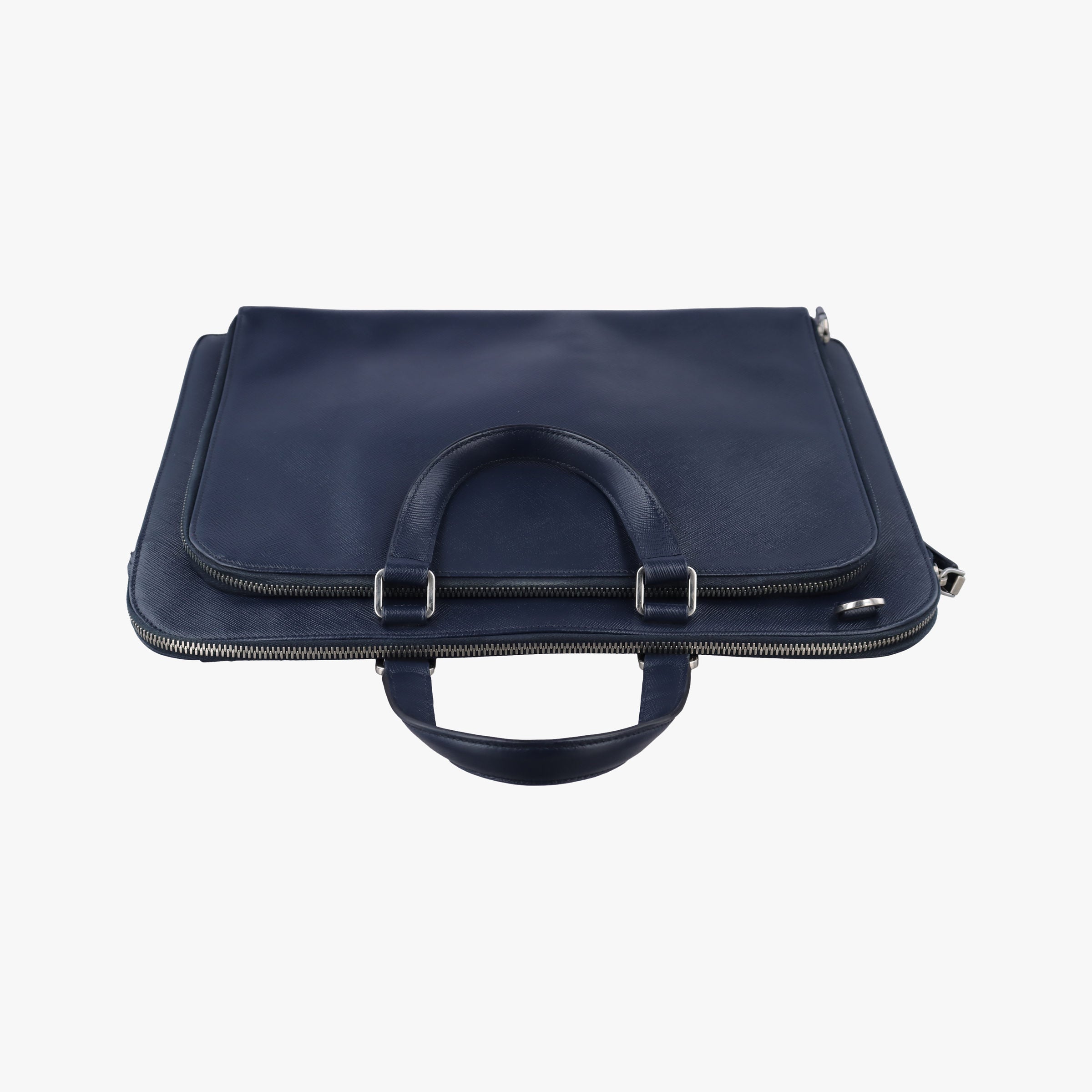 Triangle Logo Plate Navy Saffiano Leather 58/F 204三角 ロゴ プレート ネイビー サフィアーノレザー 58/F 204