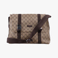 GG Supreme Double Buckle Beige × Dark Brown PVC coated canvas 122373 GGスプリーム ダブルバックル ベージュ × ダークブラウン PVCコーティングキャンバス 122373 