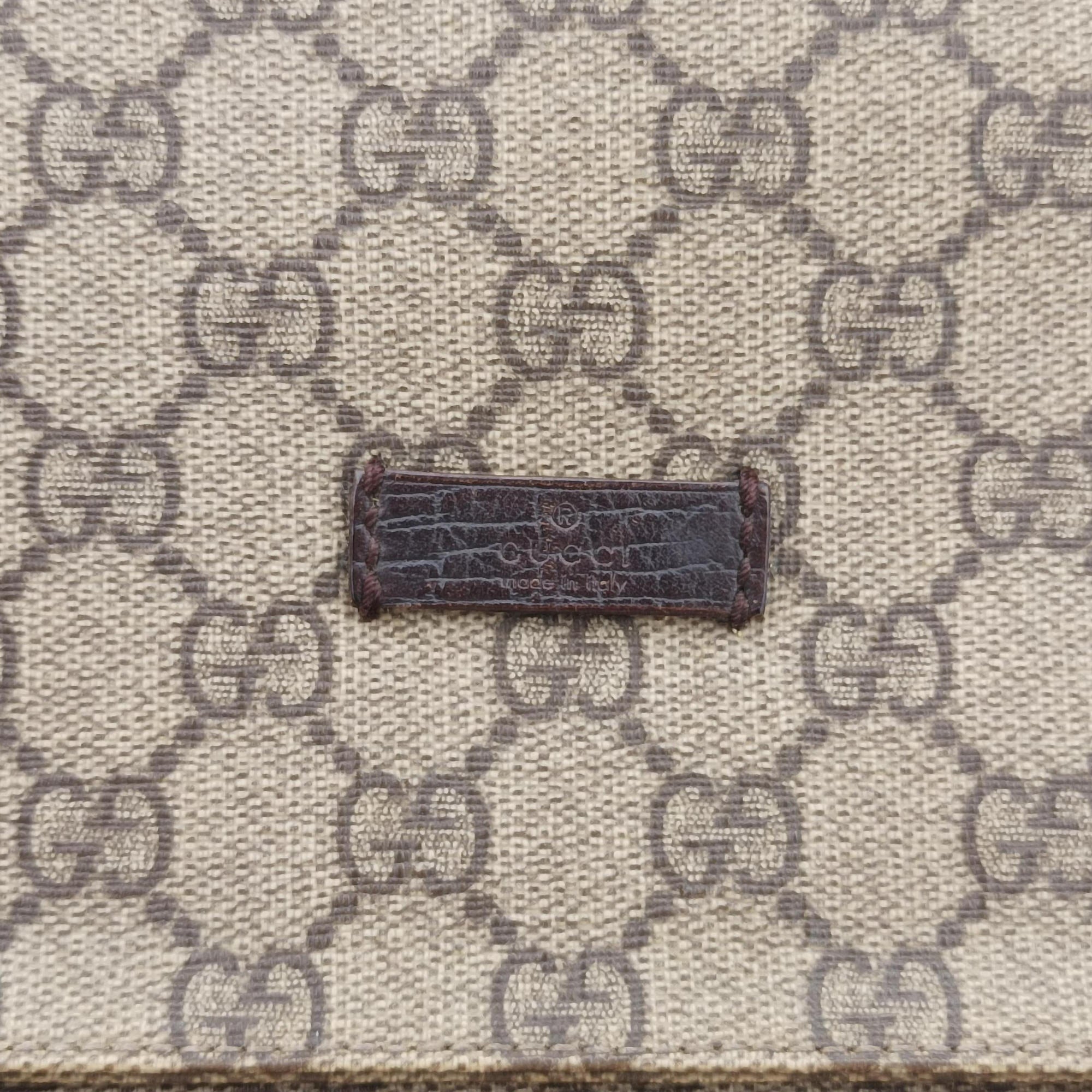 GG Supreme Double Buckle Beige × Dark Brown PVC coated canvas 122373 GGスプリーム ダブルバックル ベージュ × ダークブラウン PVCコーティングキャンバス 122373 