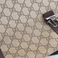 GG Supreme Double Buckle Beige × Dark Brown PVC coated canvas 122373 GGスプリーム ダブルバックル ベージュ × ダークブラウン PVCコーティングキャンバス 122373 